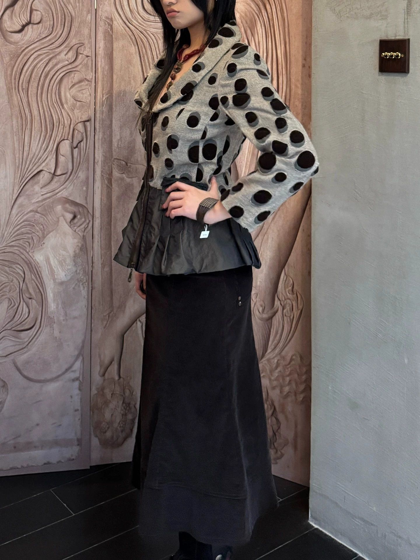 Other Italian Round Neck Polka Dot Waist Paneled Jacket Size M / US 6-8 / IT 42-44 - 6 Thumbnail