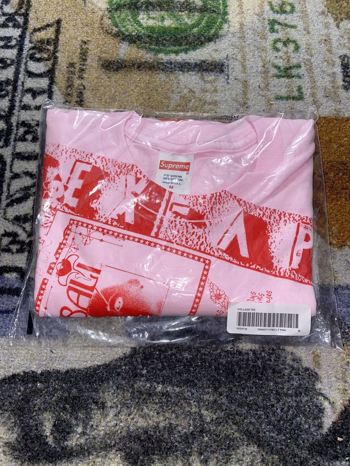 image of Supreme Collage Tee in Pink/Red, Men's (Size Medium)