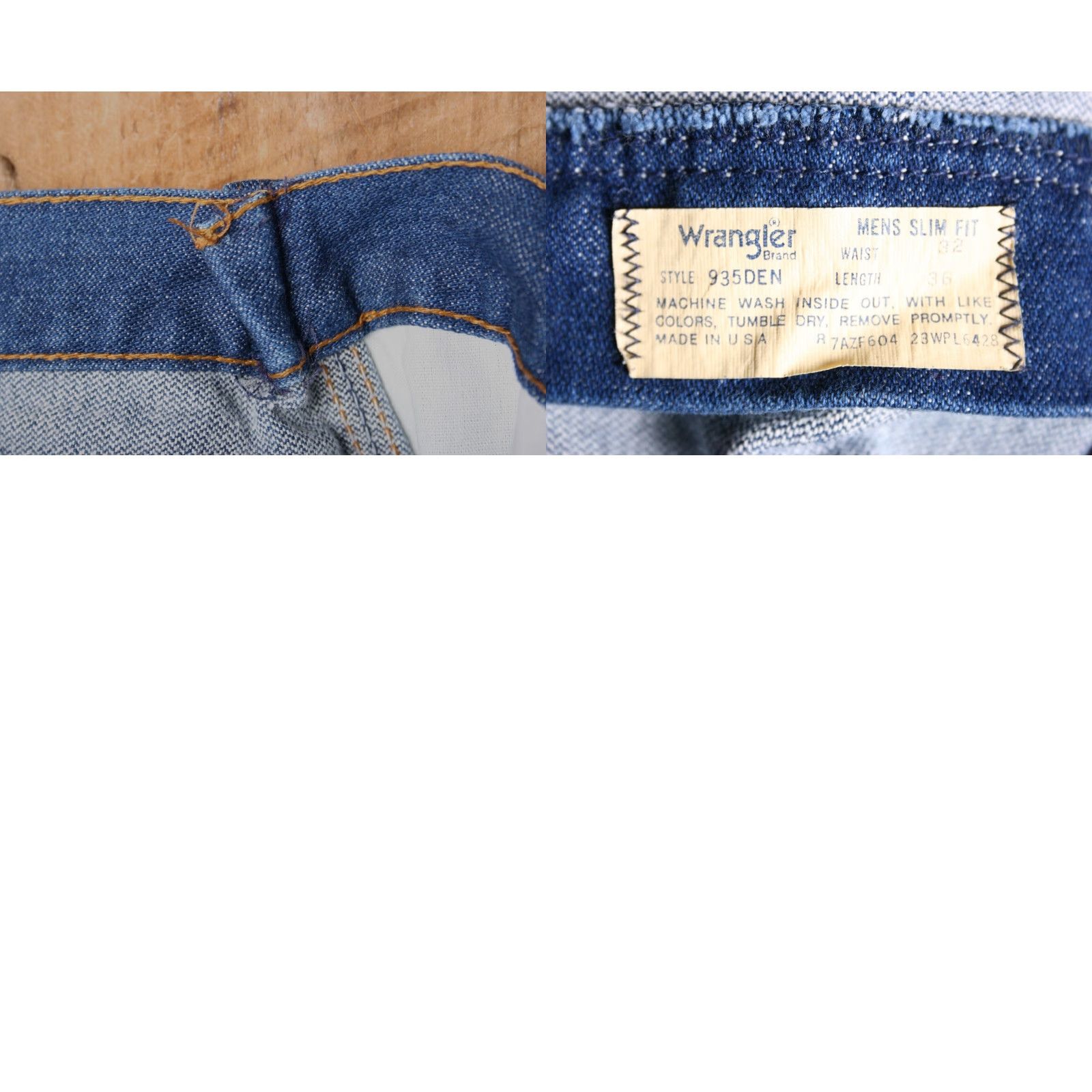 Wrangler VINTAGE Wrangler Slim Fit Straight Leg Jeans - 28x35 - Made in USA - Blue - Denim - Mens - 28x35 - Zip Closure Size US 28 / EU 44 - 8 Thumbnail