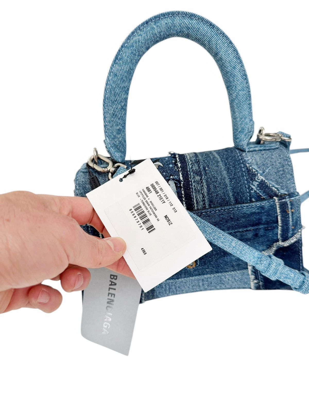 Balenciaga 1/1 Recycle Patchwork Denim Goat Hourglass Bag Size ONE SIZE - 5 Thumbnail