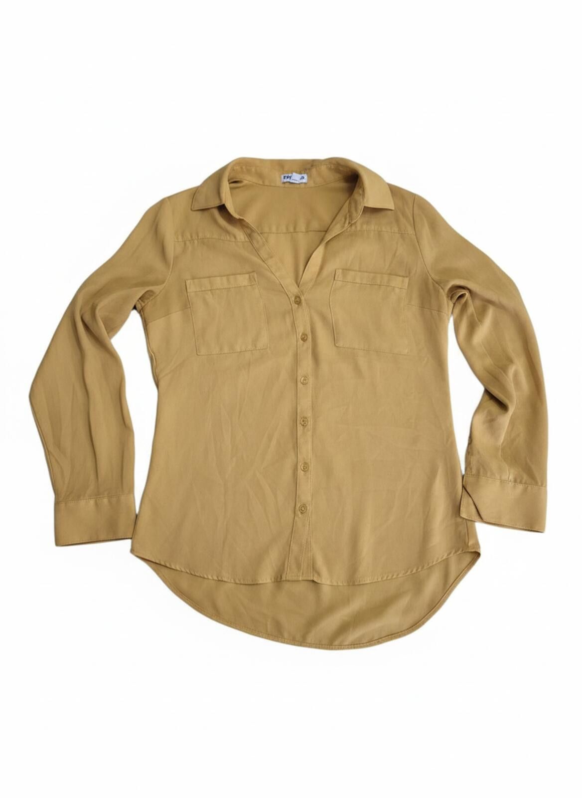 Express Express Mustard Yellow Button-Up Blouse Shirt Size Small S Size S / US 4 / IT 40 - 1 Thumbnail