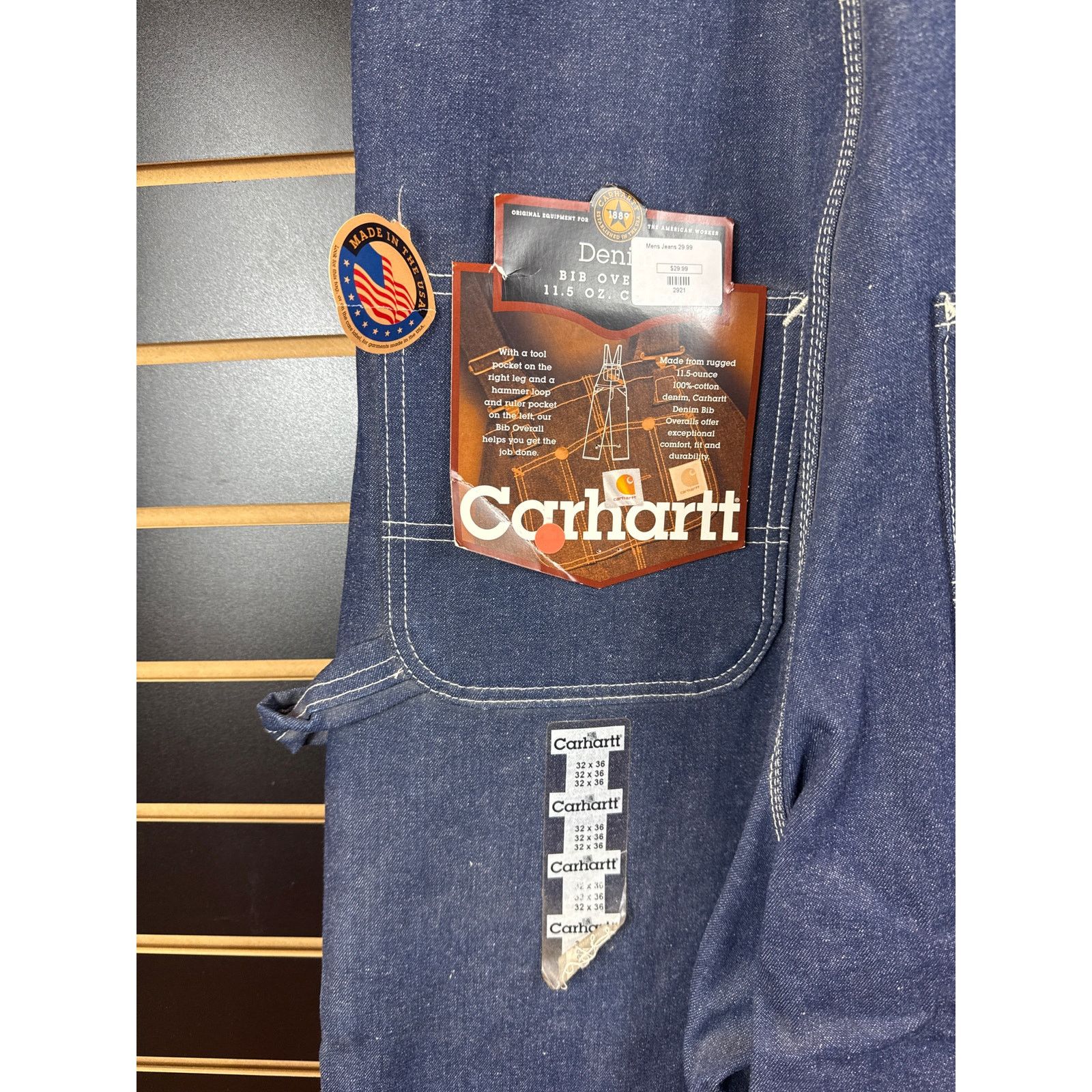 Vintage 90s Deadstock Carhartt Overalls Denim Dark Wash
