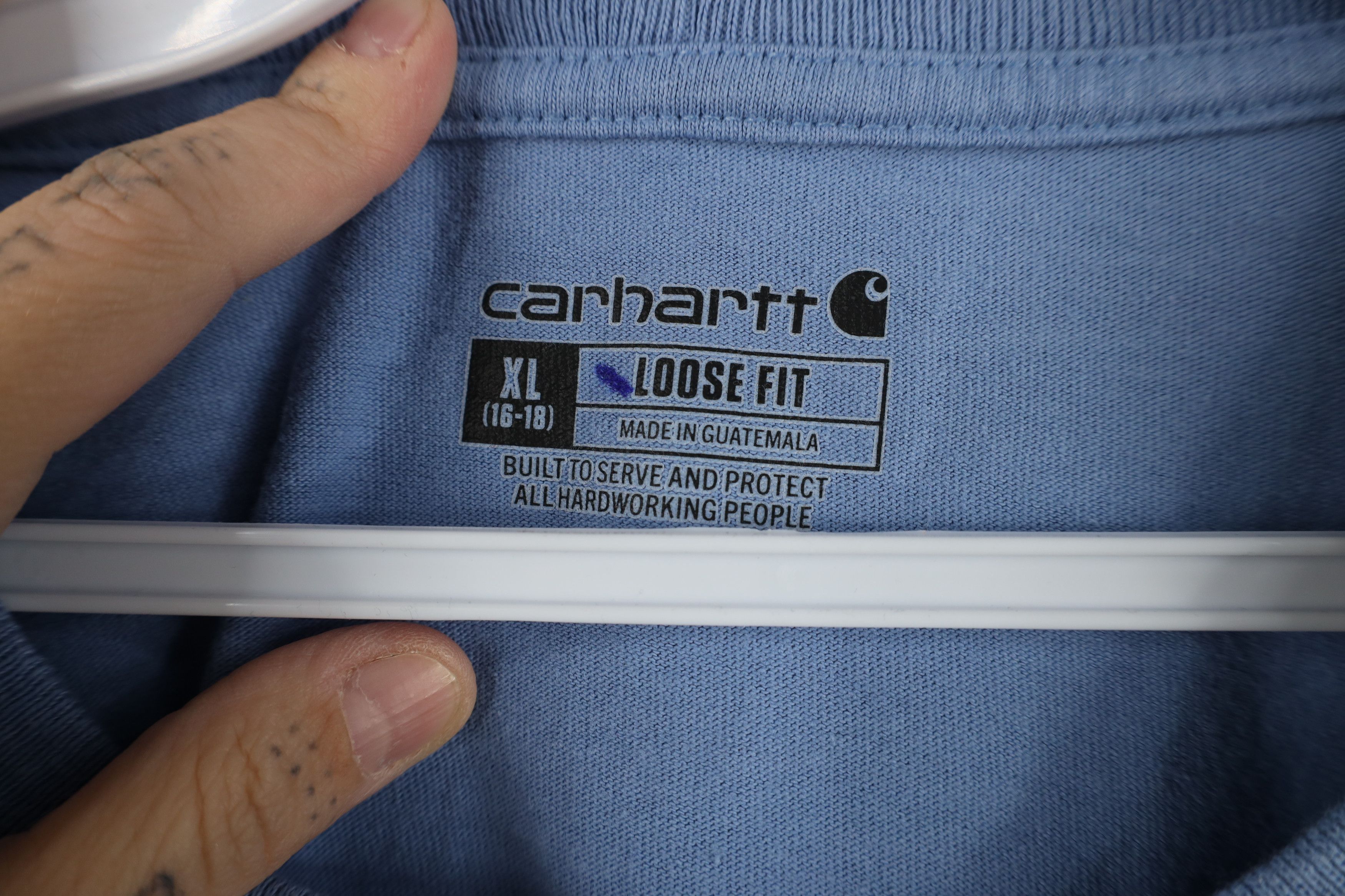 Carhartt Vintage Carhartt Spell Out Short Sleeve Pocket T-Shirt Blue Size XL / US 12-14 / IT 48-50 - 10 Thumbnail