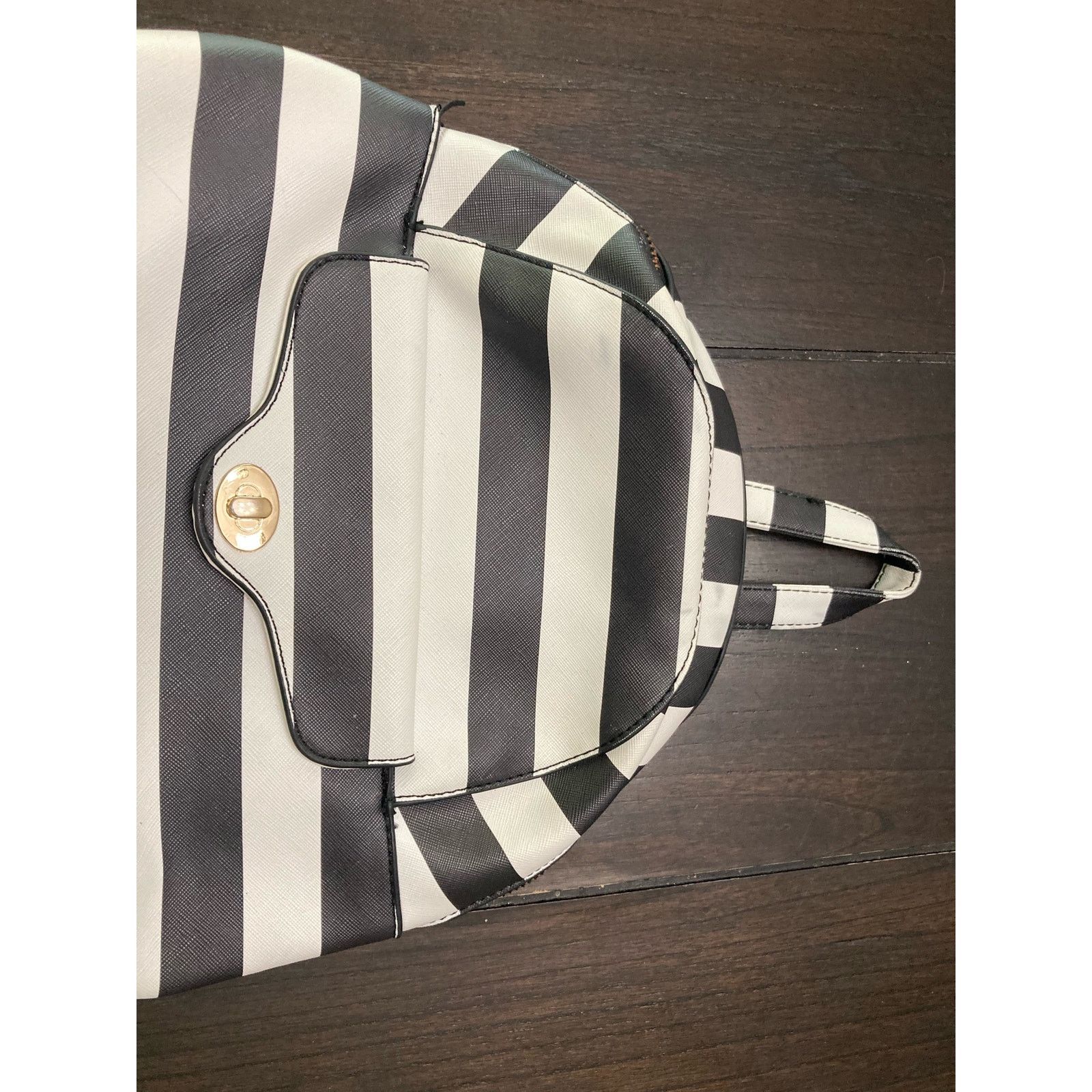 Other Under One Sky Vegan Leather Striped Backpack Black & White Size ONE SIZE - 6 Thumbnail