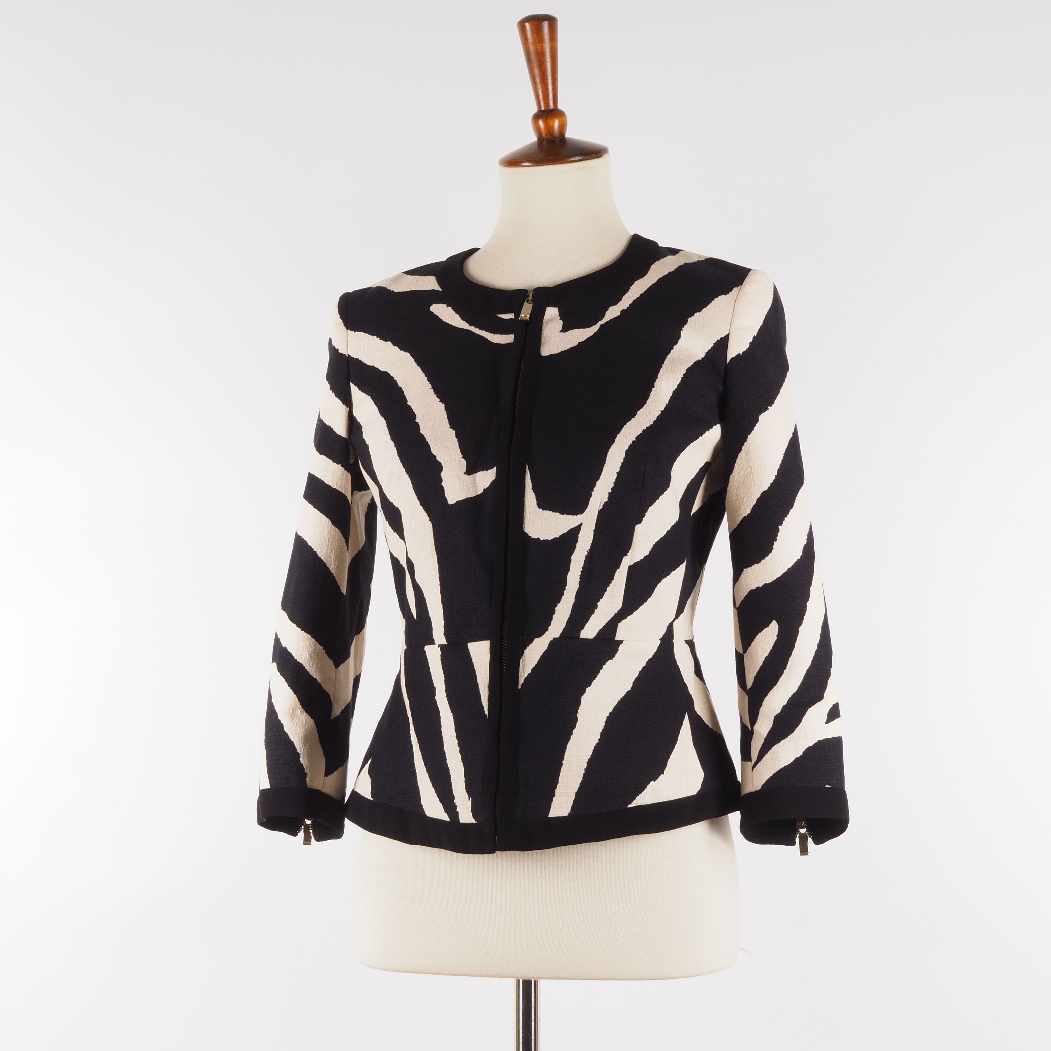 Max Mara Max Mara Studio Animal Zebra Print Zip Blazer Jacket Size M / US 6-8 / IT 42-44 - 5 Thumbnail