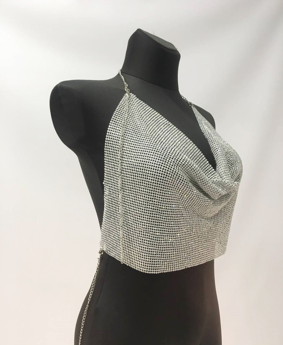 Vintage Vintage Y2K Chainmail Cropped Chrystal Top Size ONE SIZE - 7 Thumbnail