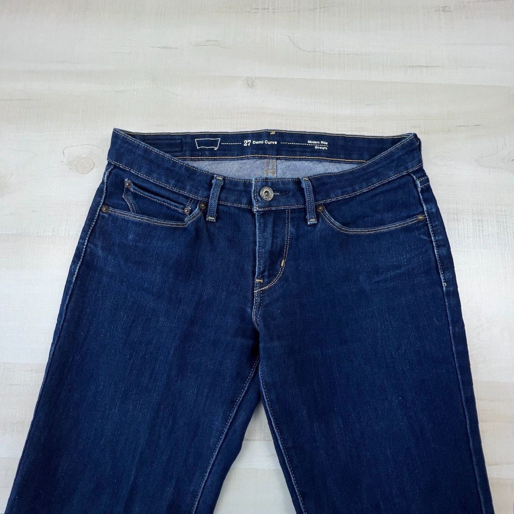 Levi's Levi's Womens Jeans 27 Demi Curve Modern Rise Straight Dark Wash Denim Casual Size 27" / US 4 / IT 40 - 2 Thumbnail
