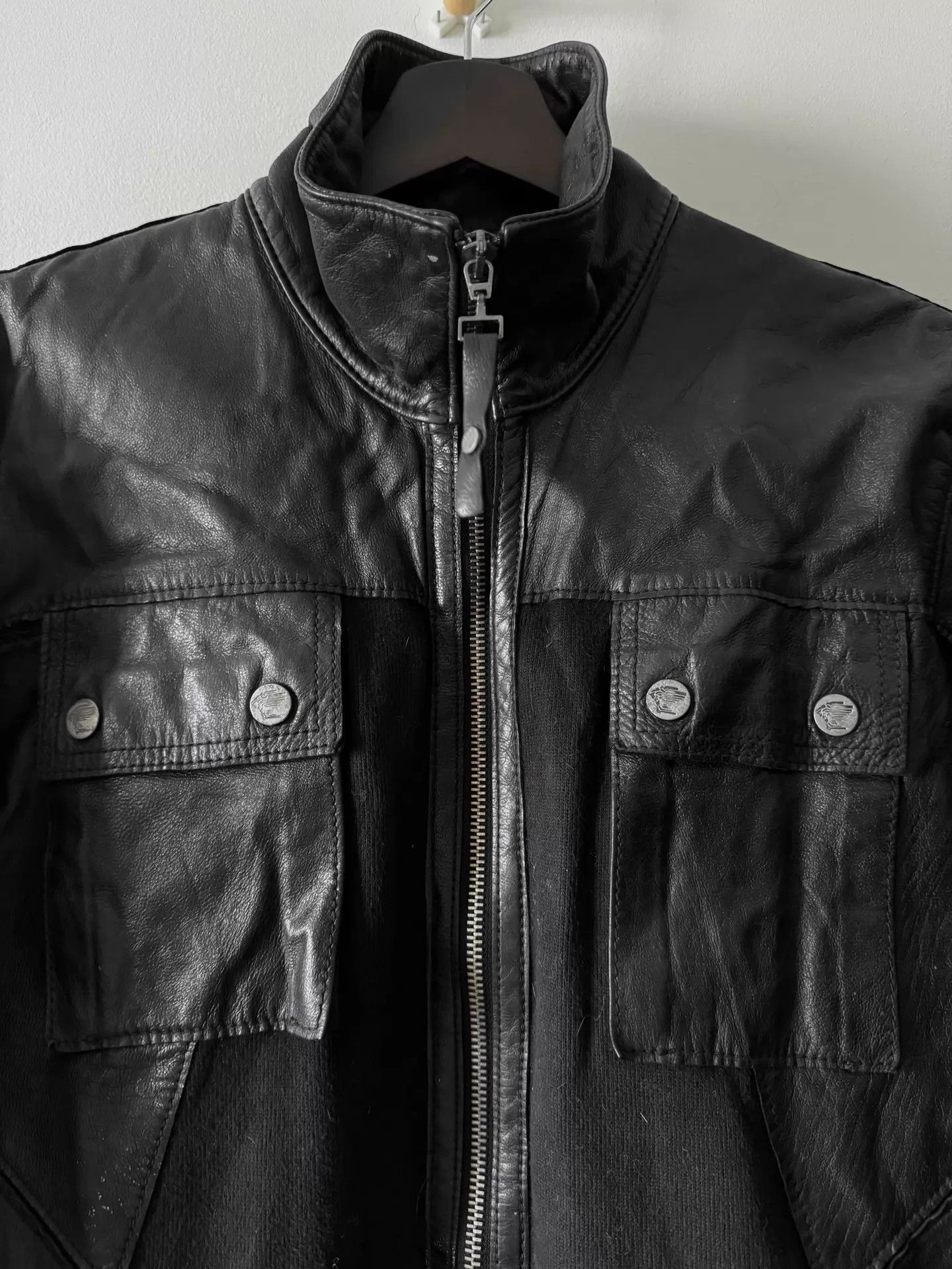 Versace Versace 00s Panelled Sheepskin Leather Pocket Jacket Size US M / EU 48-50 / 2 - 3 Thumbnail