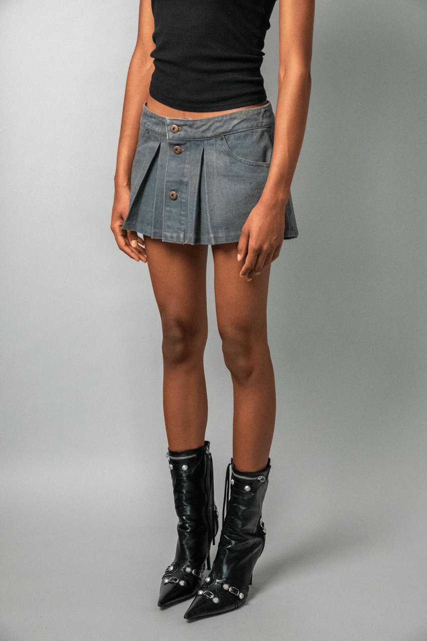 Handmade Denim Mini Skirt Size 26" / US 2 / IT 38 - 3 Thumbnail