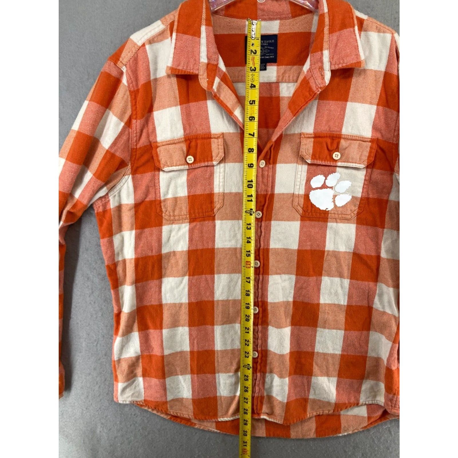American Eagle Outfitters American Eagle Clemson Tigers Womens Long Sleeve Plaid Shirt XL Orange Size XL / US 12-14 / IT 48-50 - 3 Thumbnail
