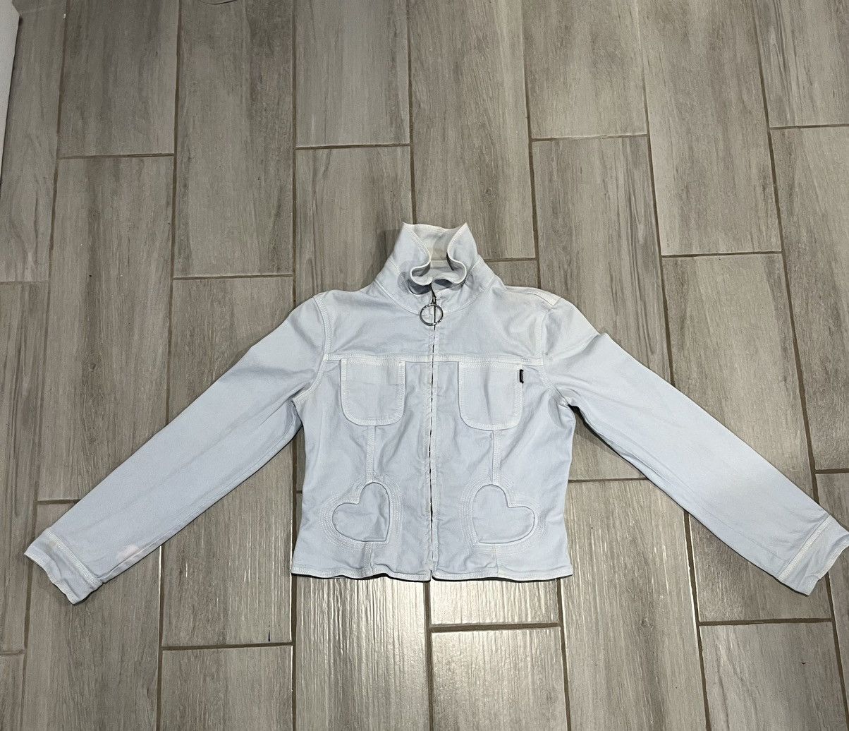 Moschino Moschino Cropped Denim Jacket With Heart Design Size L / US 10 / IT 46 - 1 Thumbnail