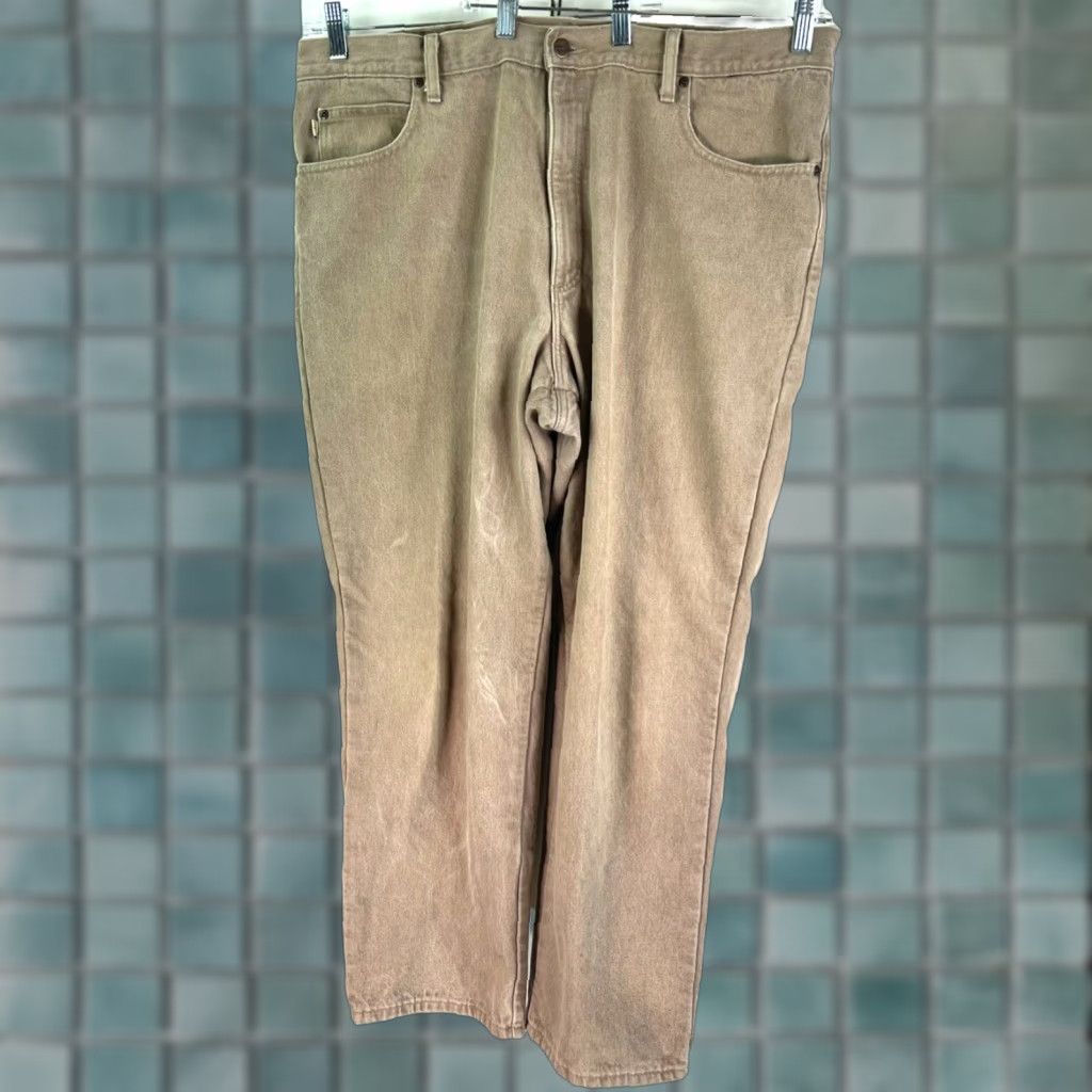 Vintage L.L. Bean Natural Fit Lined Jeans Mens Relaxed Size 42x30 Beige Denim 5-Pocket High Rise Nature Size US 42 / EU 58 - 1 Thumbnail
