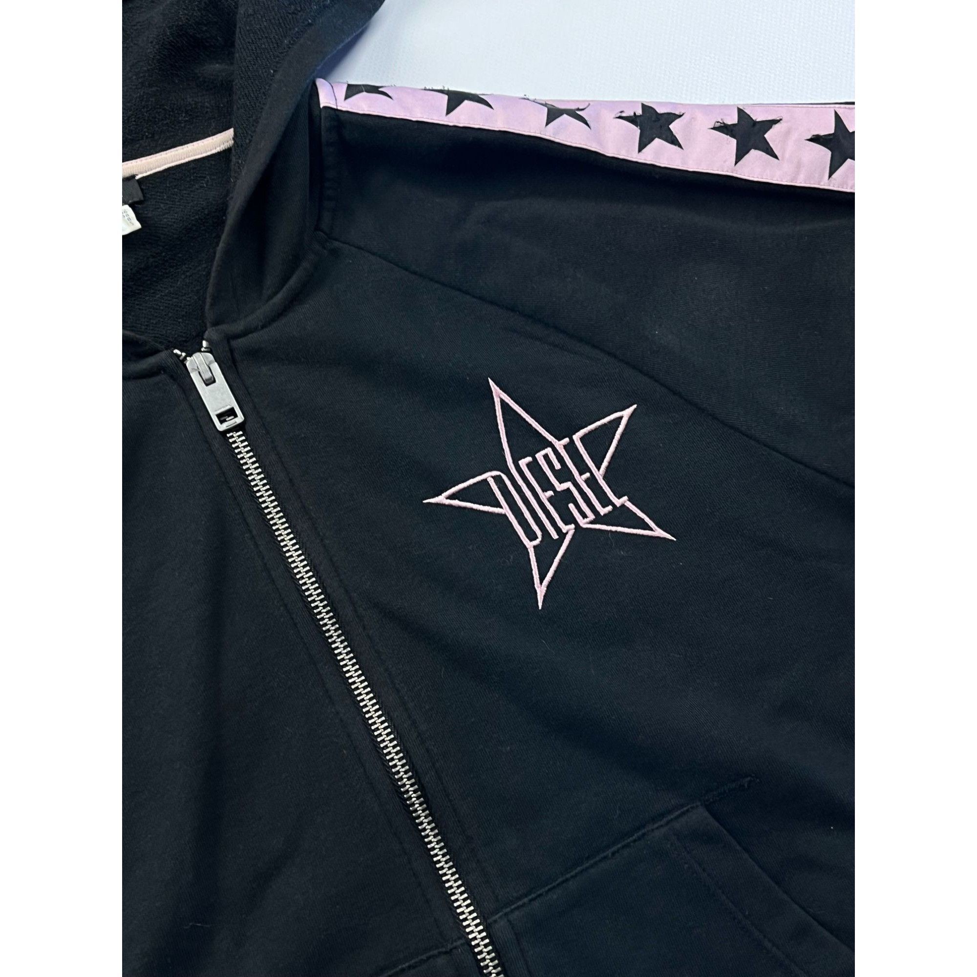 Diesel × Vintage Diesel Womens Black & Pink Zip Hoodie Size L / US 10 / IT 46 - 3 Thumbnail