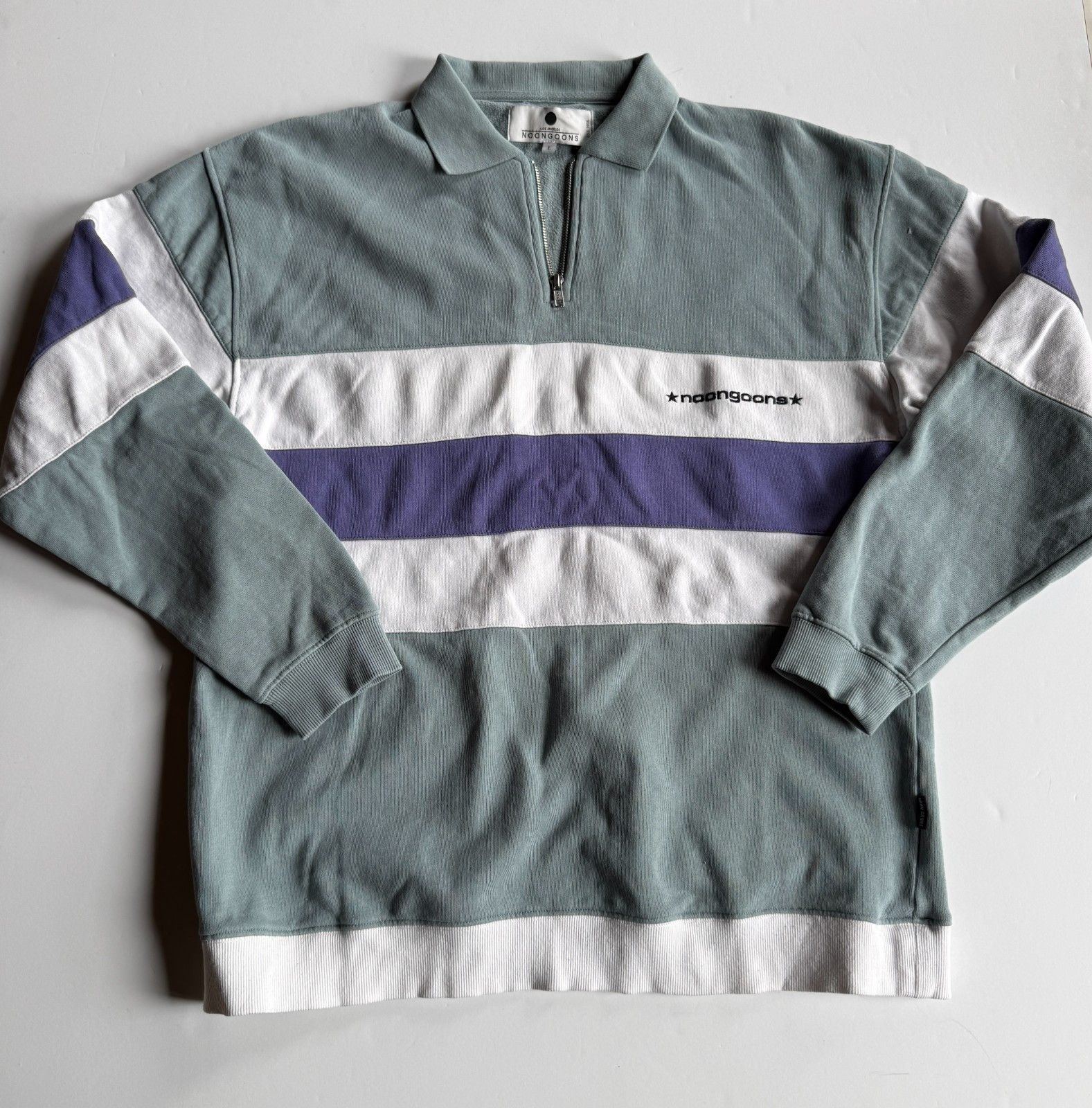 Noon Goons Noongoons Blue Quarter Zip Striped Rugby Polo Sweatshirt Size US L / EU 52-54 / 3 - 1 Thumbnail