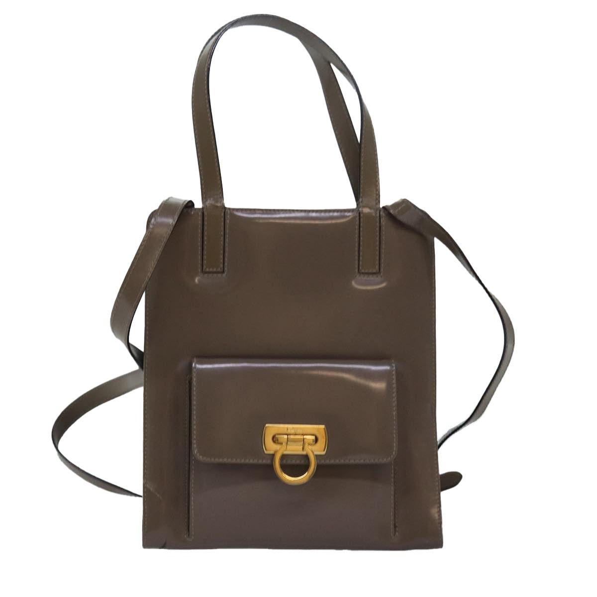 Salvatore Ferragamo Salvatore Ferragamo Gancini Hand Bag Enamel Gray Size ONE SIZE - 13 Thumbnail