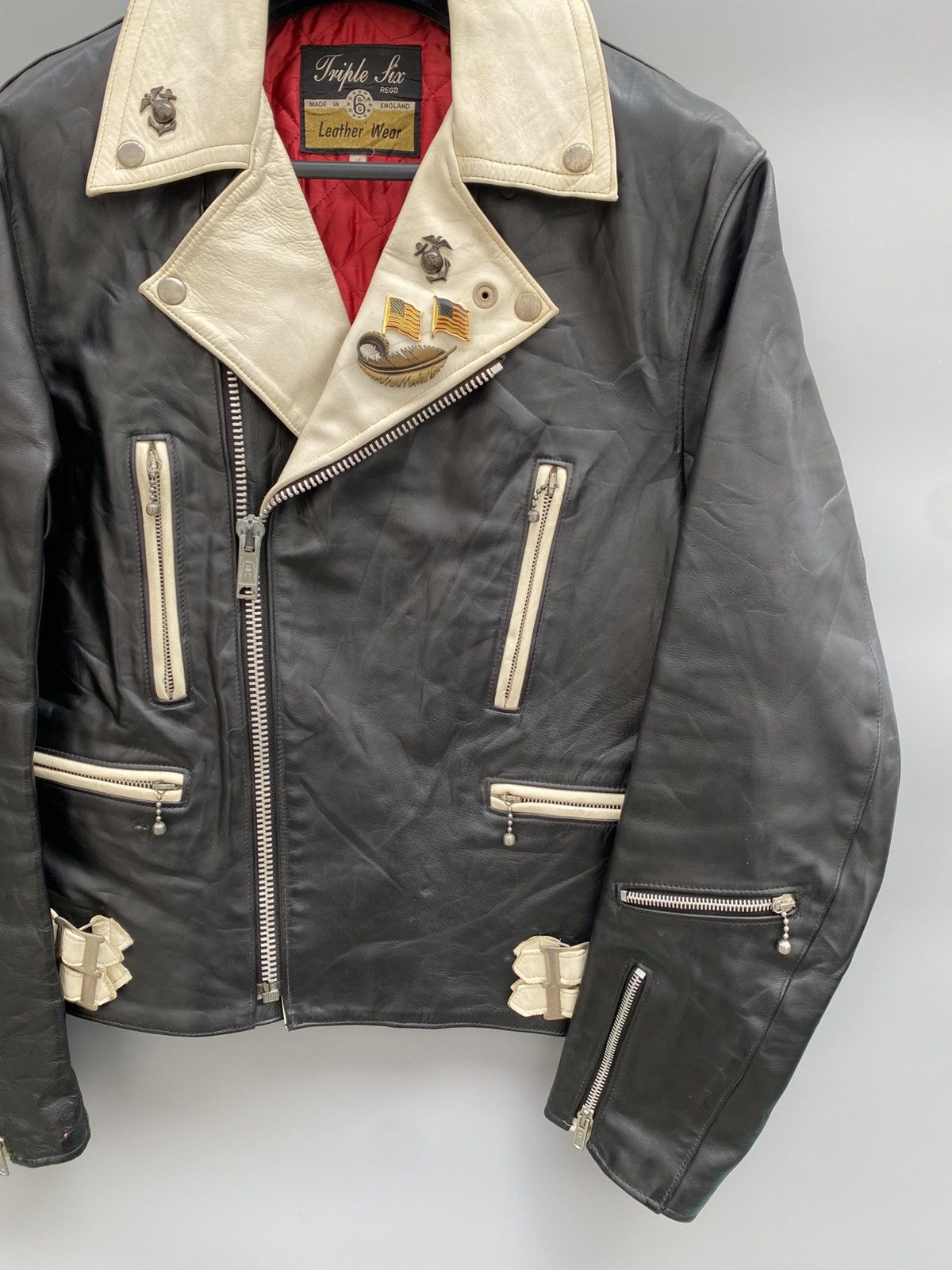 Vintage Triple 6- 666- Double Rider Leather Jacket Size US S / EU 44-46 / 1 - 3 Thumbnail