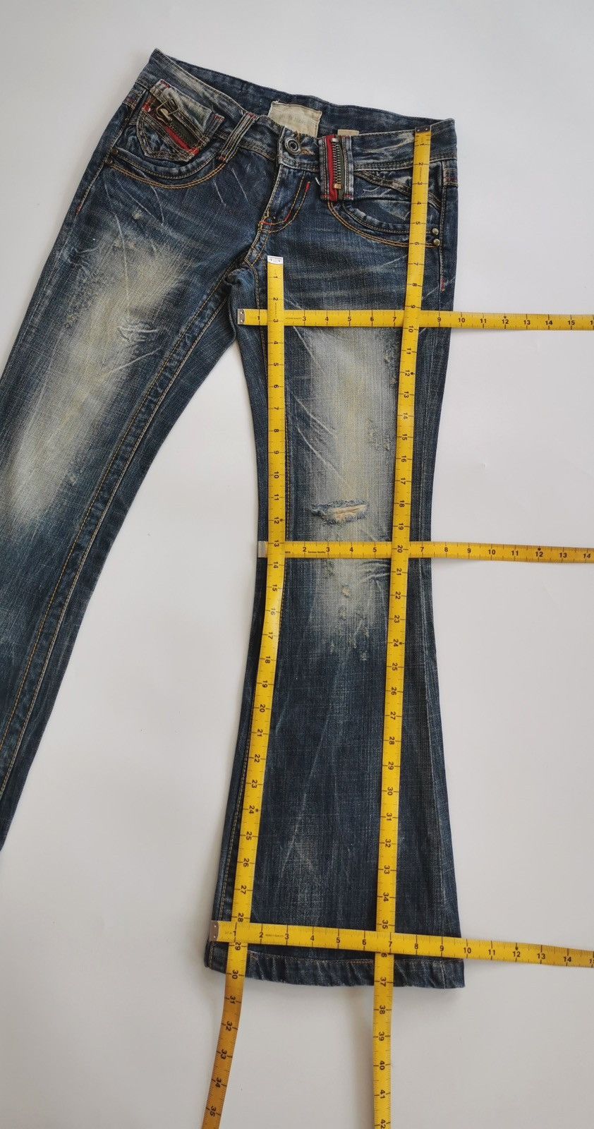 Japanese Brand Bootcut Mudwash Lolita Denim Jeans Size 28" / US 6 / IT 42 - 10 Thumbnail