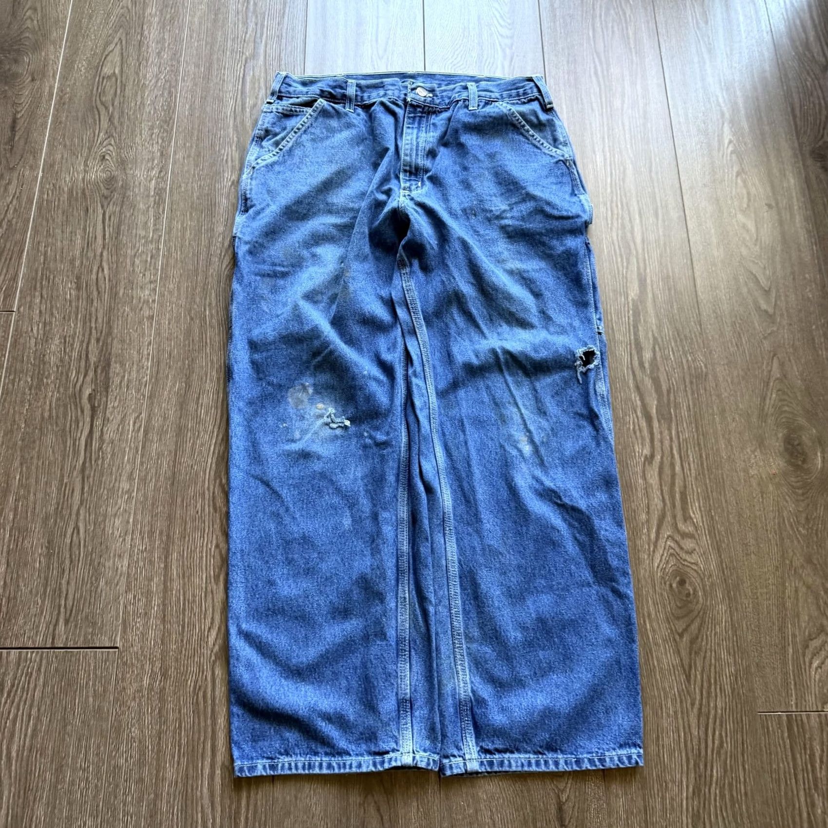 Carhartt Y2K Baggy Carhartt Carpenter Jeans 36x30 Blue Medium Wash Distressed Denim B13 Size US 36 / EU 52 - 4 Thumbnail