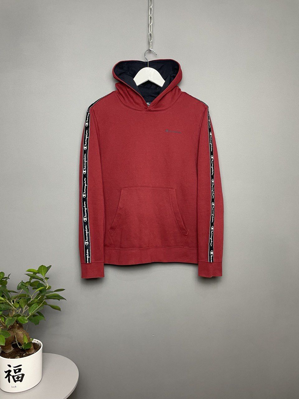 Pre-owned Champion Vintage  Zip Up Hoodie Sweatshirt In Dark Red