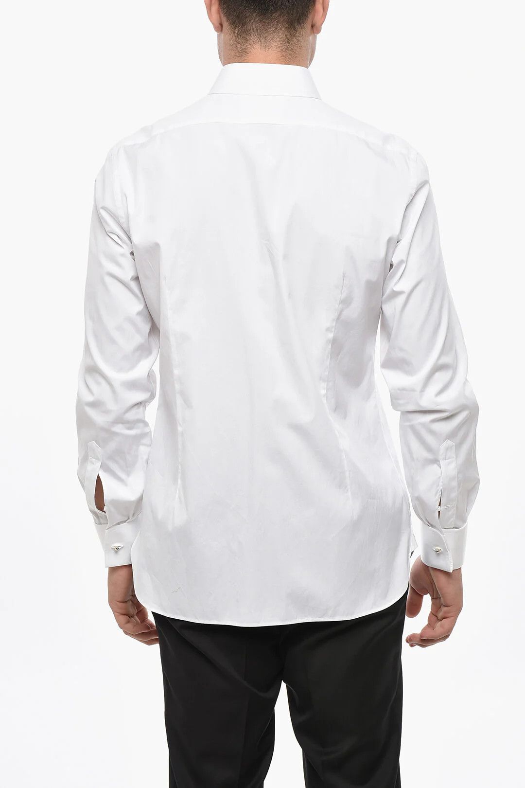 Tom Ford og1mm0426 Cotton Poplin Tuxedo Shirt in White Size US M / EU 48-50 / 2 - 2 Thumbnail