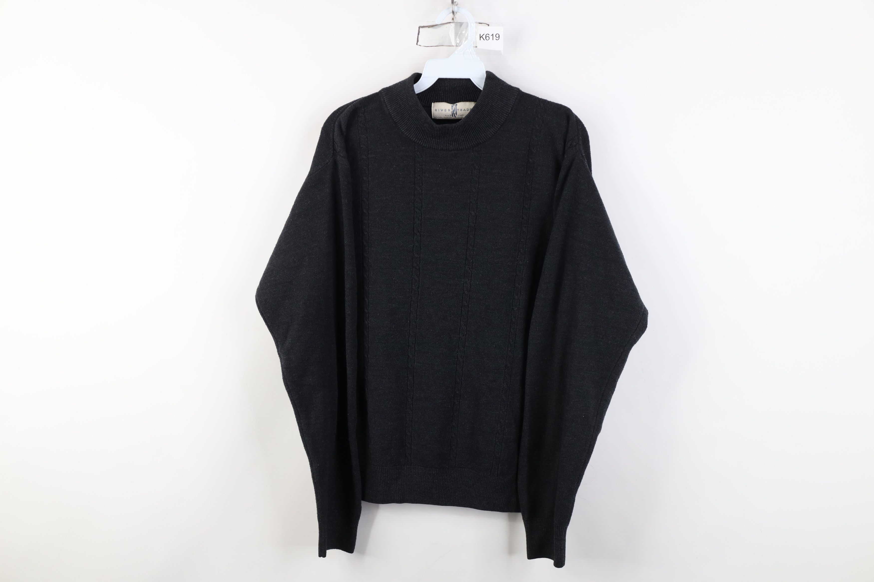 Vintage Vintage 90s Streetwear Lightweight Cable Mock Neck Sweater Size US M / EU 48-50 / 2 - 1 Thumbnail