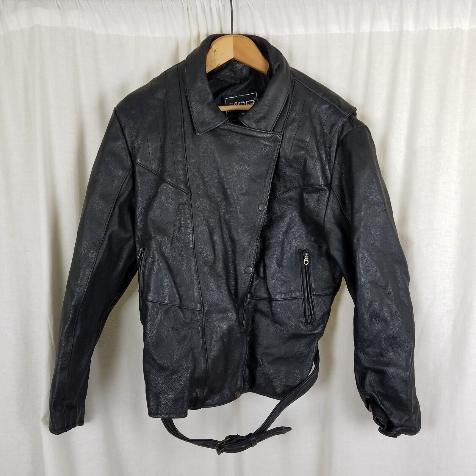 Vintage Vtg Raider Belted Black Leather Motorcycle Jacket Zip Snap Size XXL / US 16-18 / IT 52-54 - 1 Thumbnail