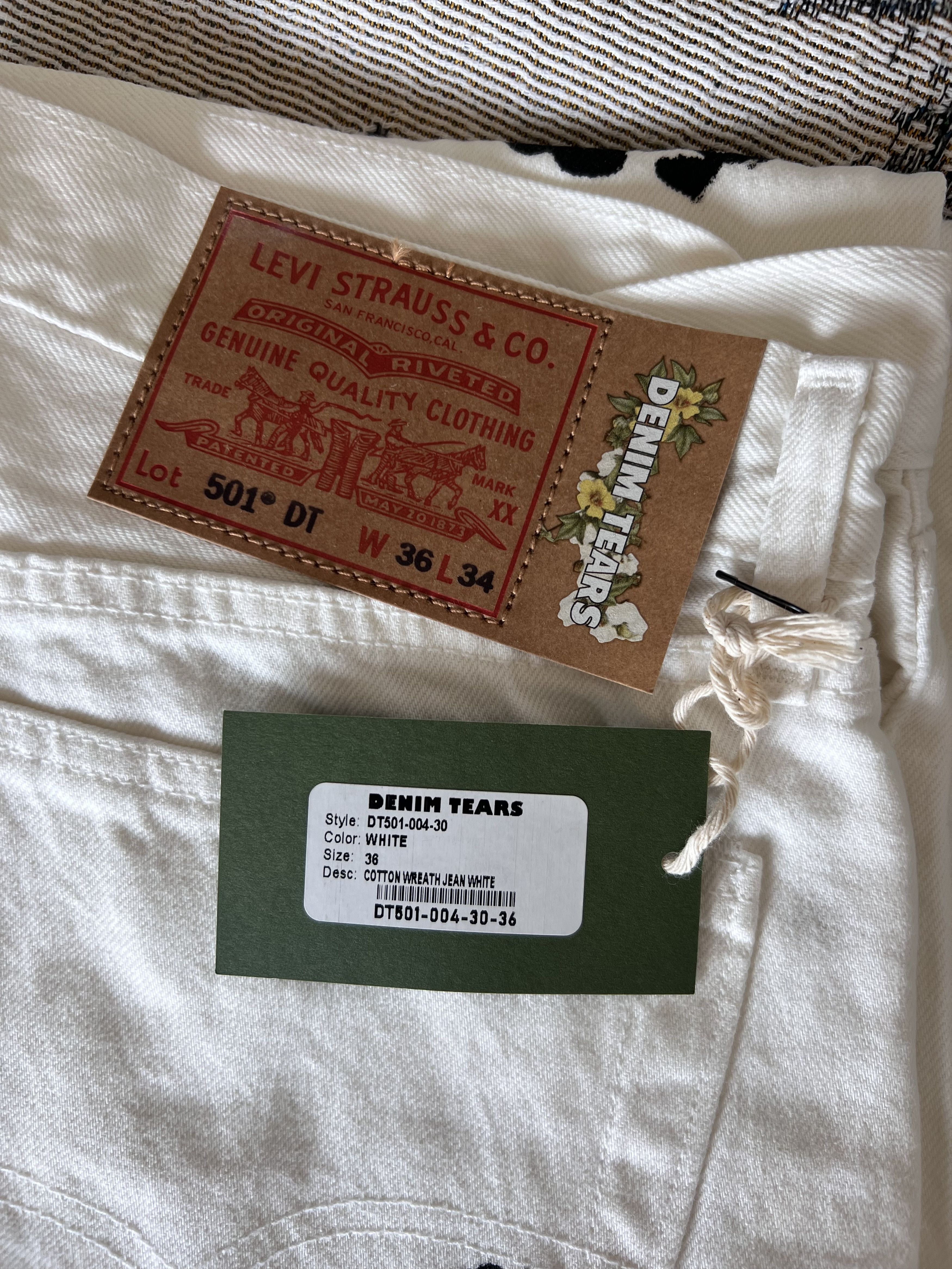 DENIM TEARS × Levi's Denim Tears Levi's Cotton Wreath Jeans in White Size US 36 / EU 52 - 7 Thumbnail