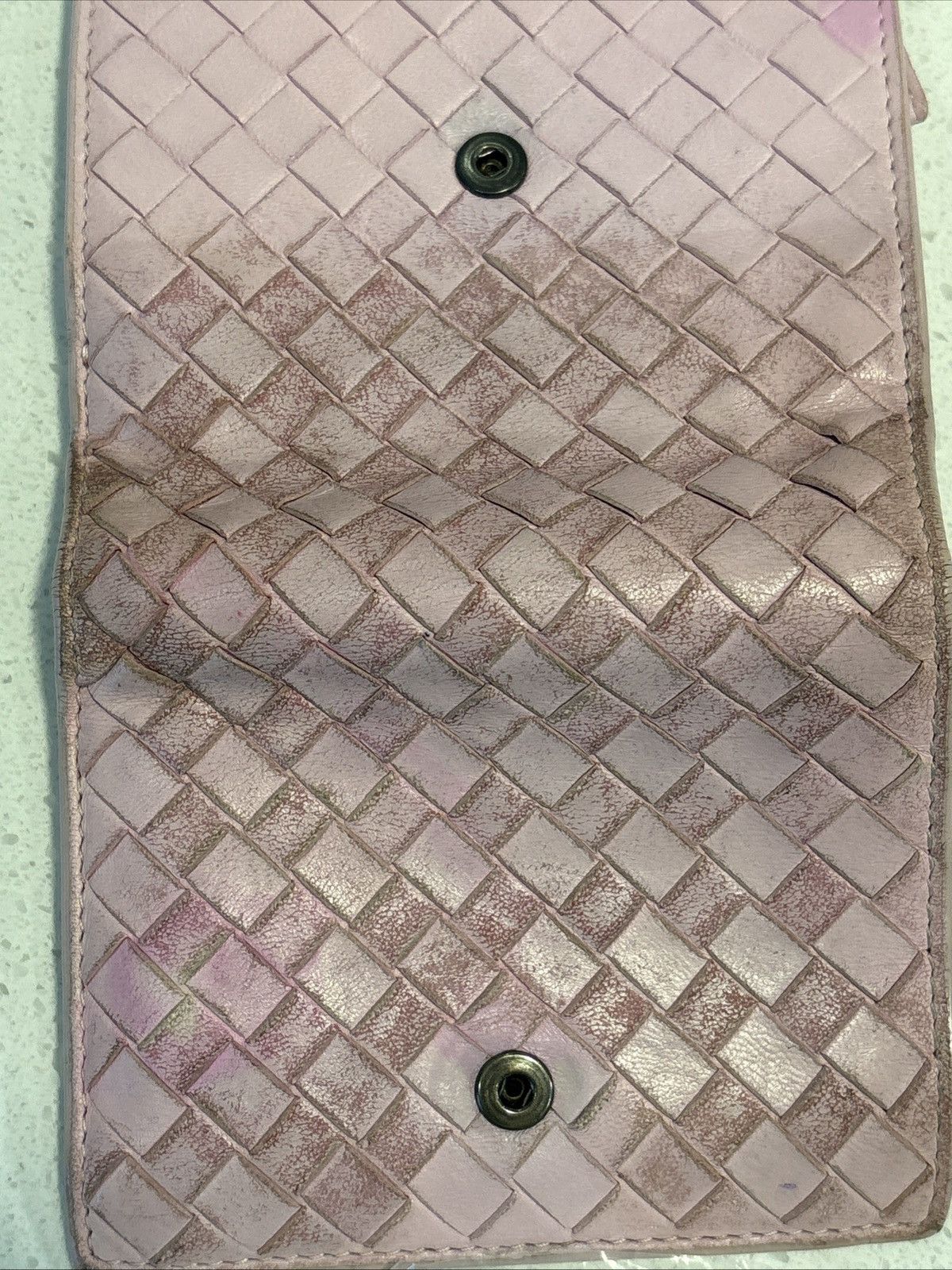 Bottega Veneta Bottega Veneta Pink Leather Woven Wallet Bi Fold Card Holder Size ONE SIZE - 6 Thumbnail
