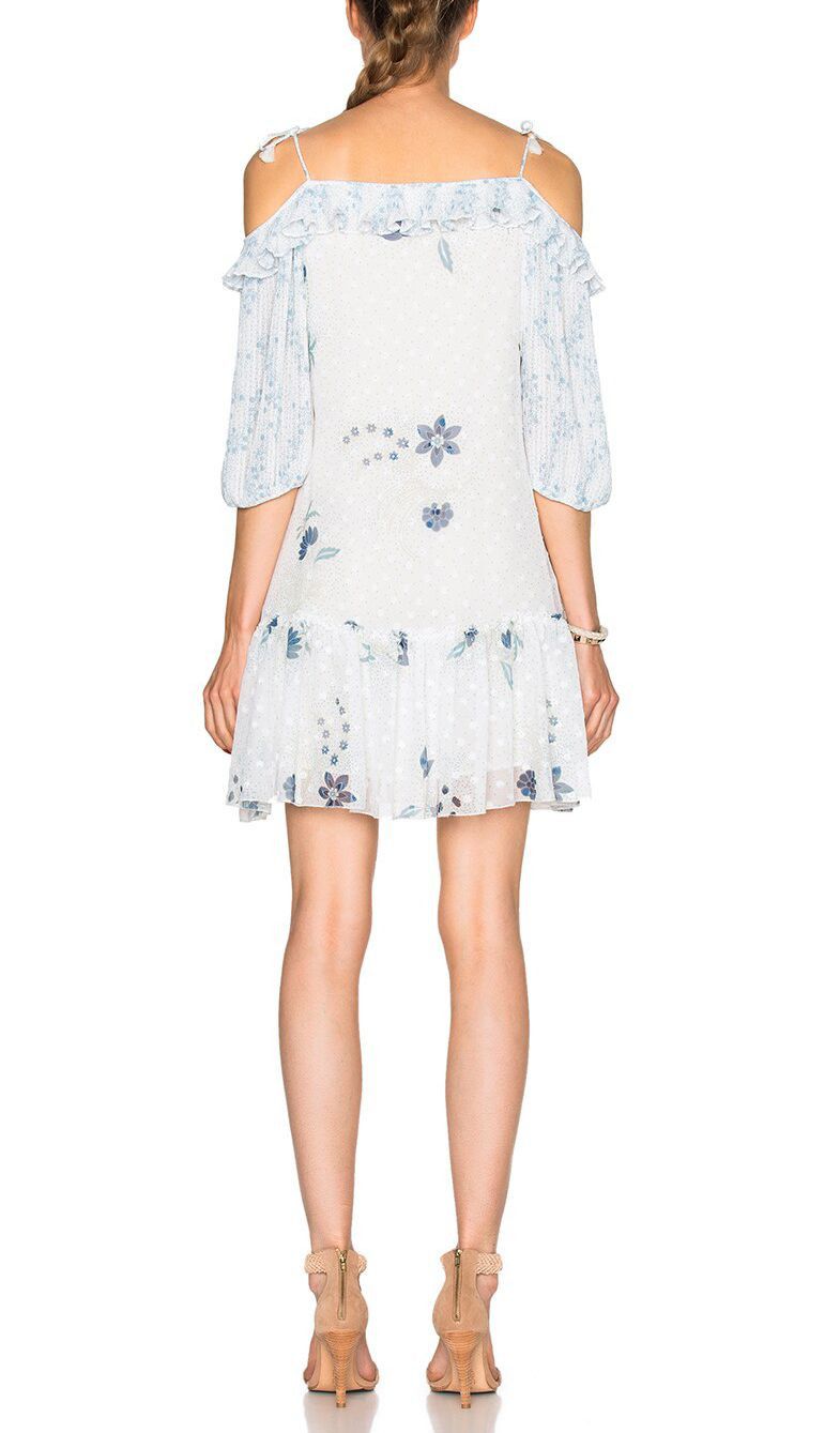 See by Chloe See by Chloé White Blue Floral Mini Dress EU 36 Size S / US 4 / IT 40 - 2 Thumbnail