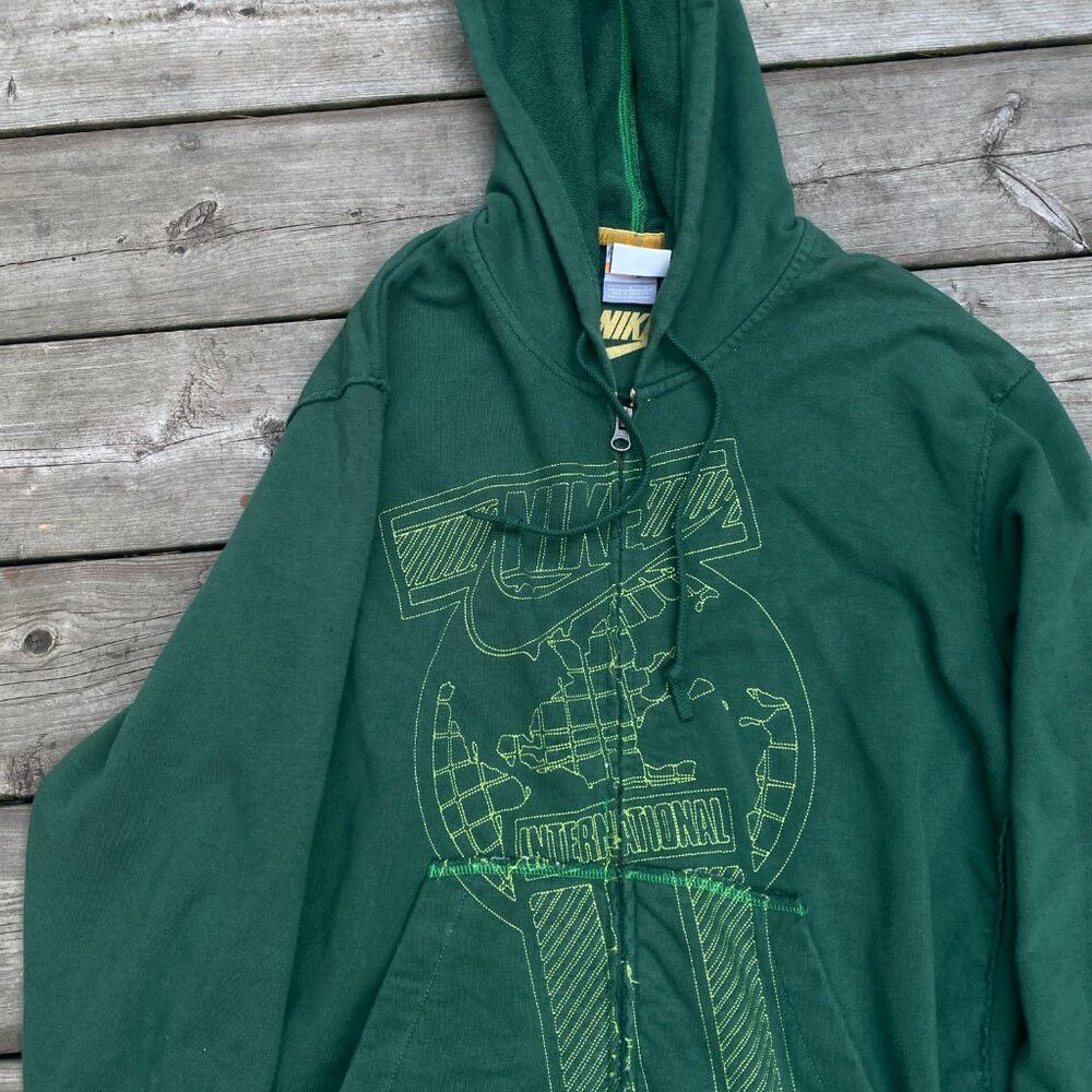 Nike × Vintage Vintage Y2K Nike ALYX Zip Up Hoodie Large Green Embroidered Size US L / EU 52-54 / 3 - 2 Thumbnail