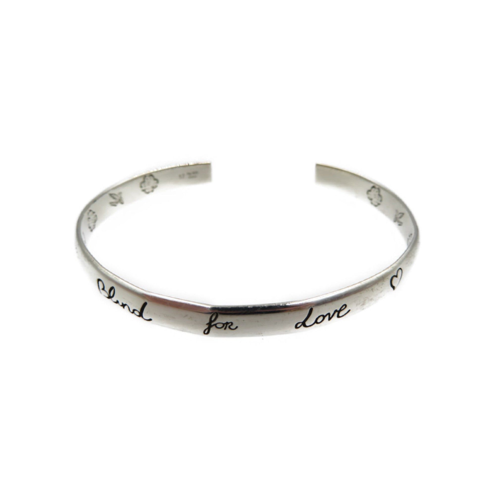 image of Gucci Blind For Love Bangle Silver 925 in Black, Women's