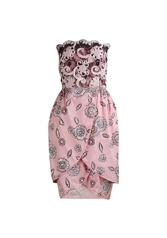 Other Zandra Rhodes 80s Vintage Pink Silk 3D Lace Bustier Dress Size M / US 6-8 / IT 42-44 - 3 Thumbnail