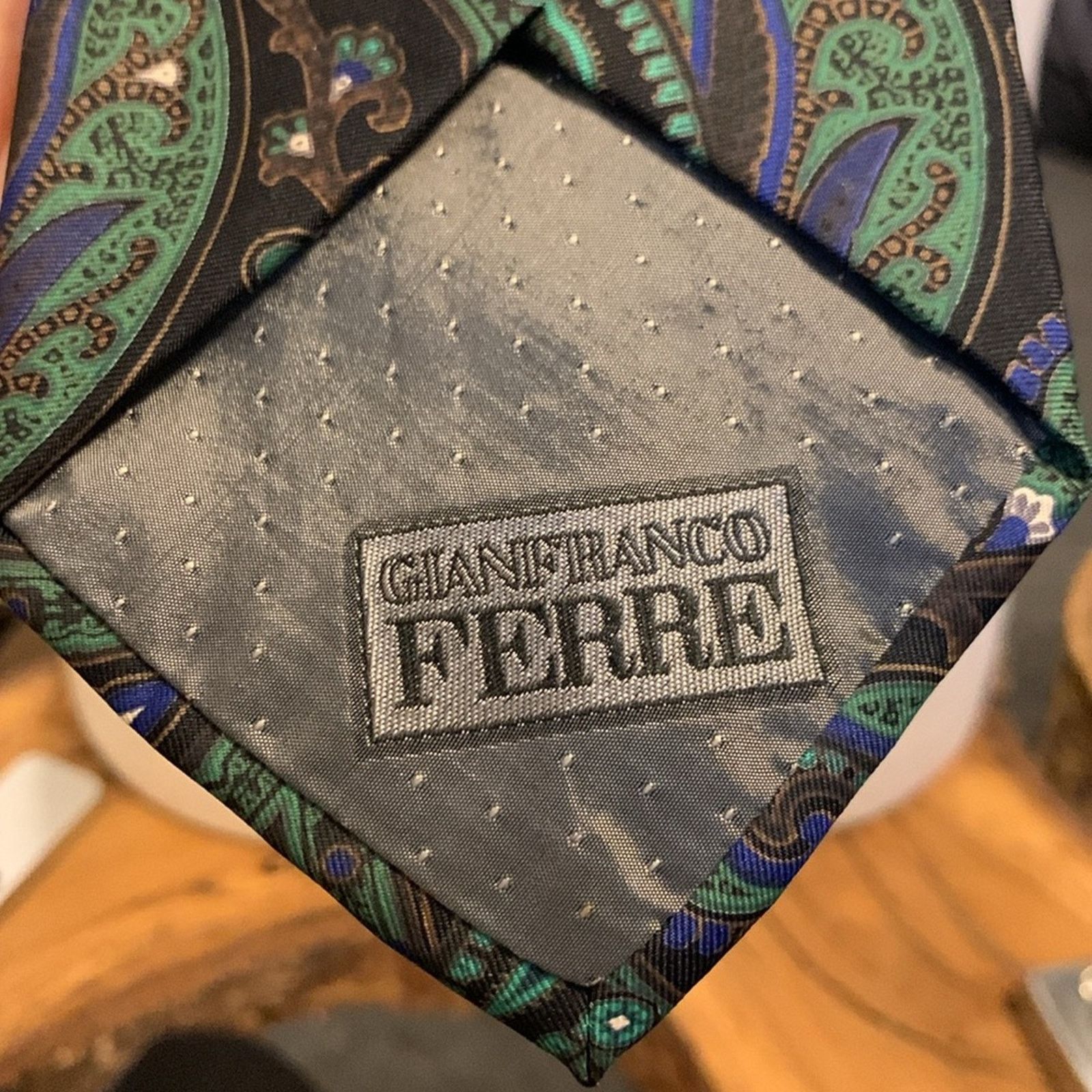 Gianfranco Ferre Gianfranco Ferre Italy blue green silk twill paisley necktie Size ONE SIZE - 7 Thumbnail