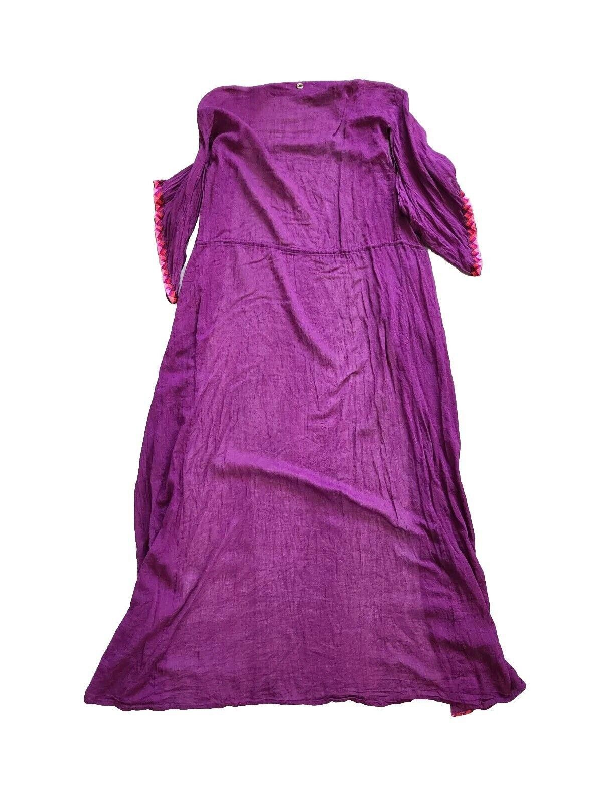 Designer Ondademar Beach Cover Up Small Long Purple Embroidered Boho Size ONE SIZE - 3 Thumbnail