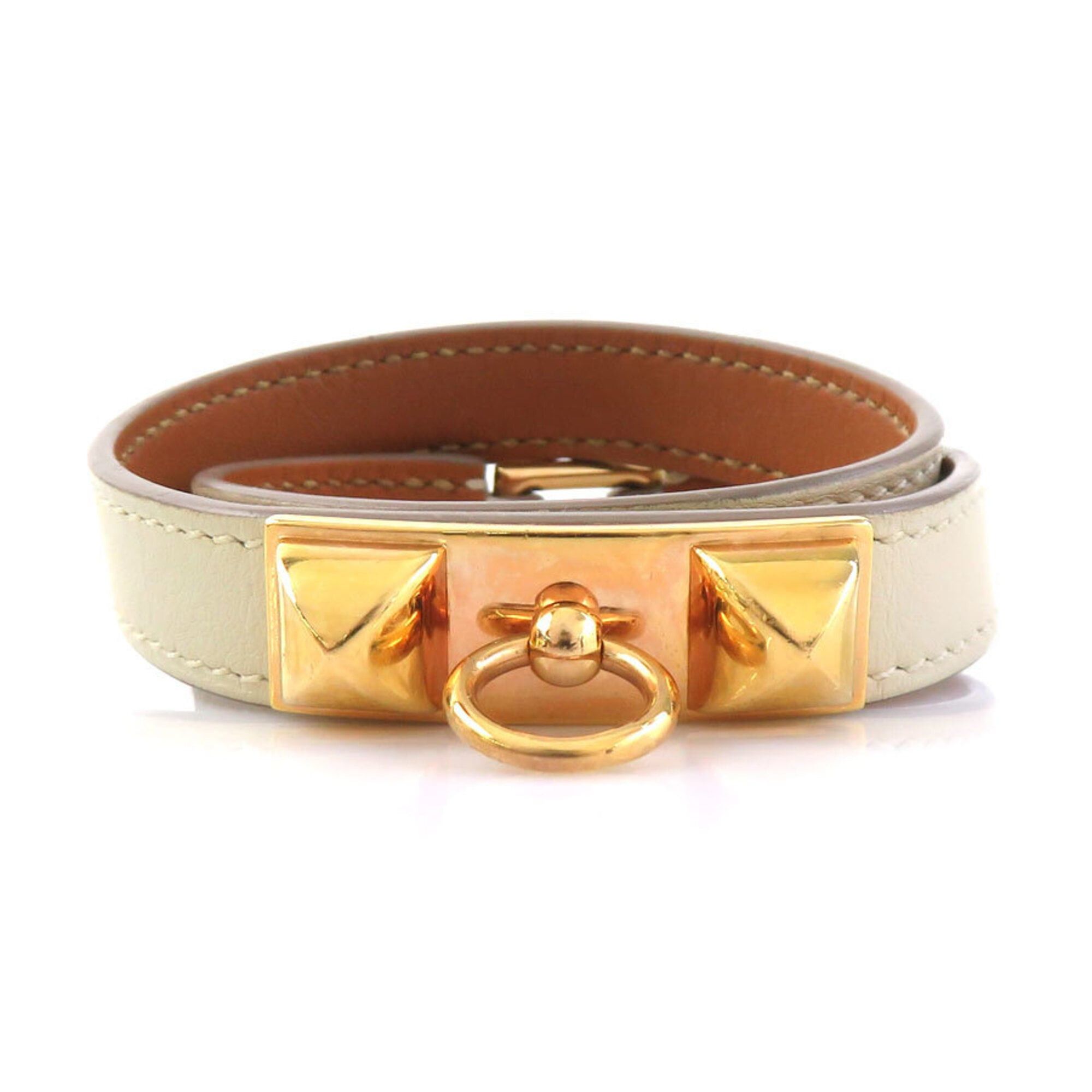 Hermes Hermes Bracelet Rivale Double Tour Leather Metal Ivory Gold Women's Free Shipping e61793g Size ONE SIZE - 1 Thumbnail