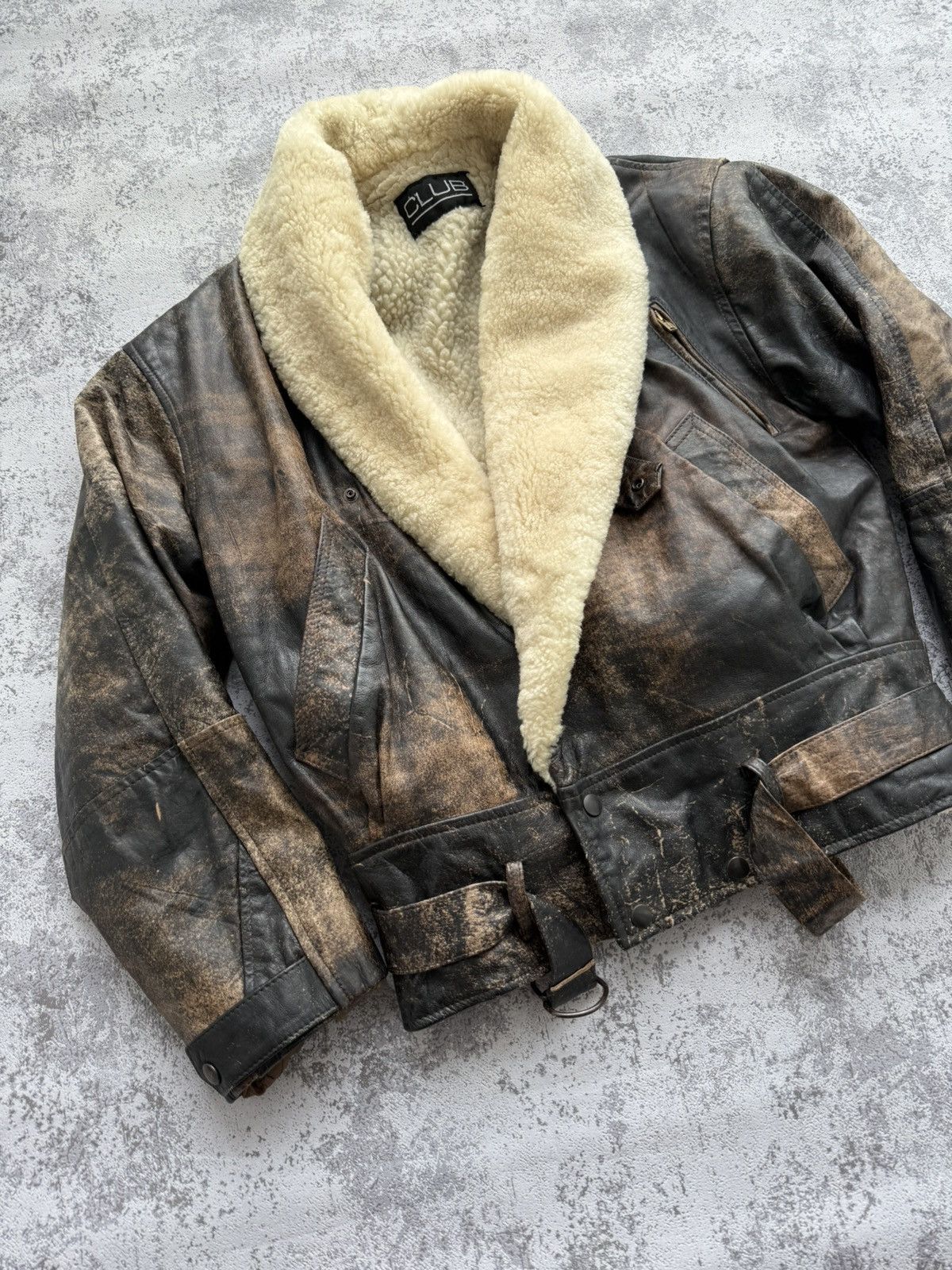 Vintage Rare Club UK Vintage Shearling Leather Jacket Size US M / EU 48-50 / 2 - 5 Thumbnail