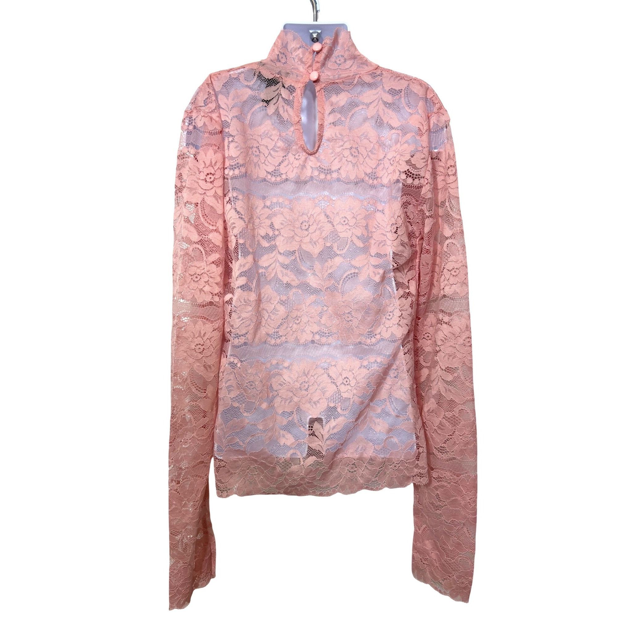 Other Mock Neck Pink Floral Lace Top S Juniors Long Sleeve Dressy Size S / US 4 / IT 40 - 2 Thumbnail