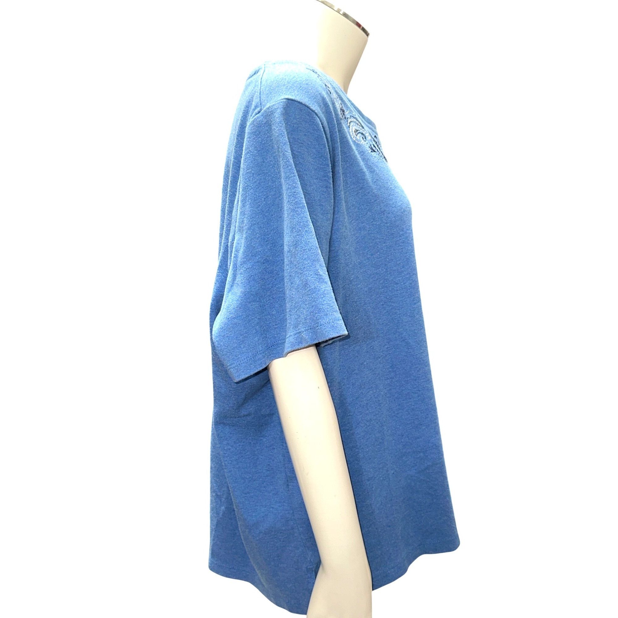 Other Allison Daley 3X Blue Embroidered Tee Shirt Soft Cotton Knit Size 3XL / US 20-22 - 6 Thumbnail