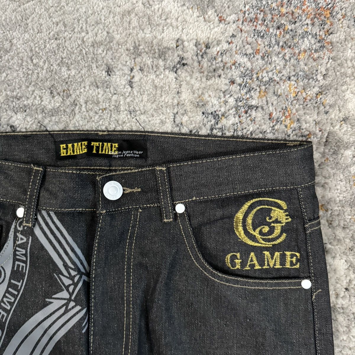 Affliction × JNCO × Vintage Crazy Vintage y2k The game baggy wide leg embroidered jeans Size US 34 / EU 50 - 4 Thumbnail