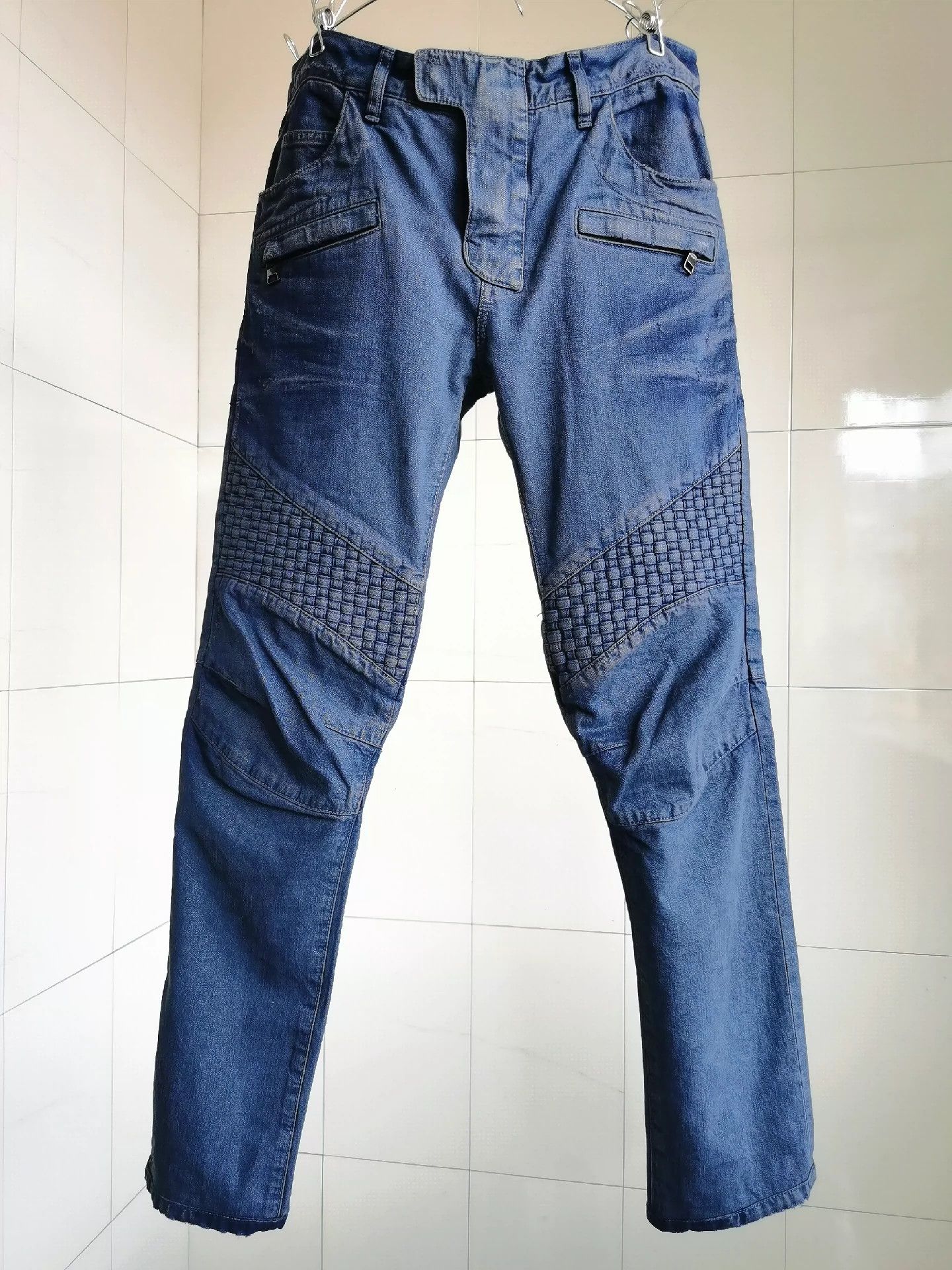 Balmain Balmain Washing to make worn-out knitted motorcycle jeans Size US 30 / EU 46 - 1 Thumbnail