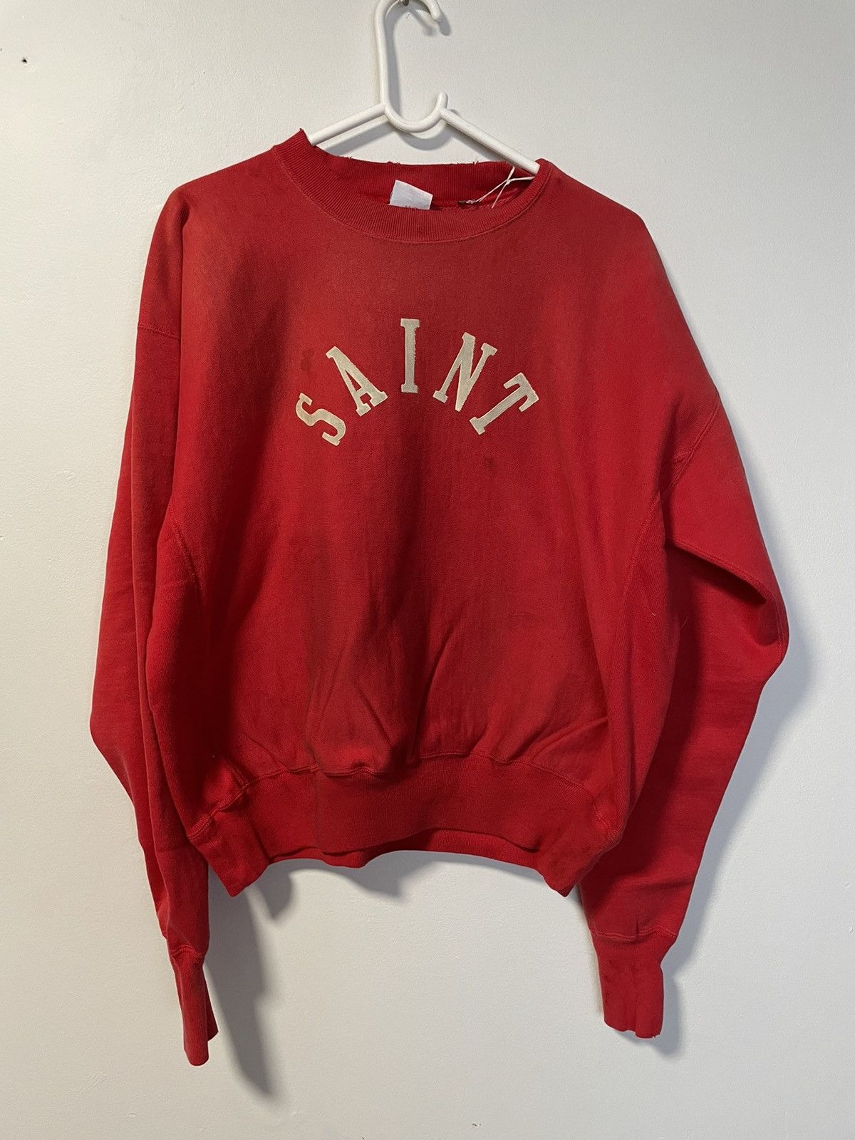 Image of Saint Michael Saint Mxxxxxx Faith Sweatshirt in Red, Men's (Size Small)