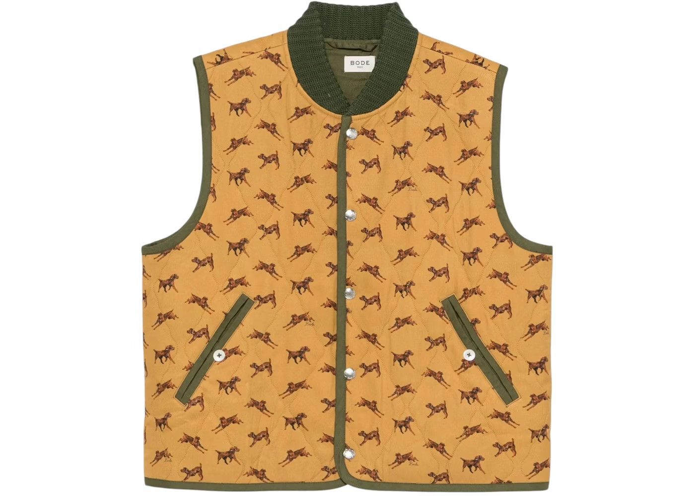 Bode Crittendon Quilted Vest Brown Green Men's FW24 Size Large Size US L / EU 52-54 / 3 - 1 Thumbnail