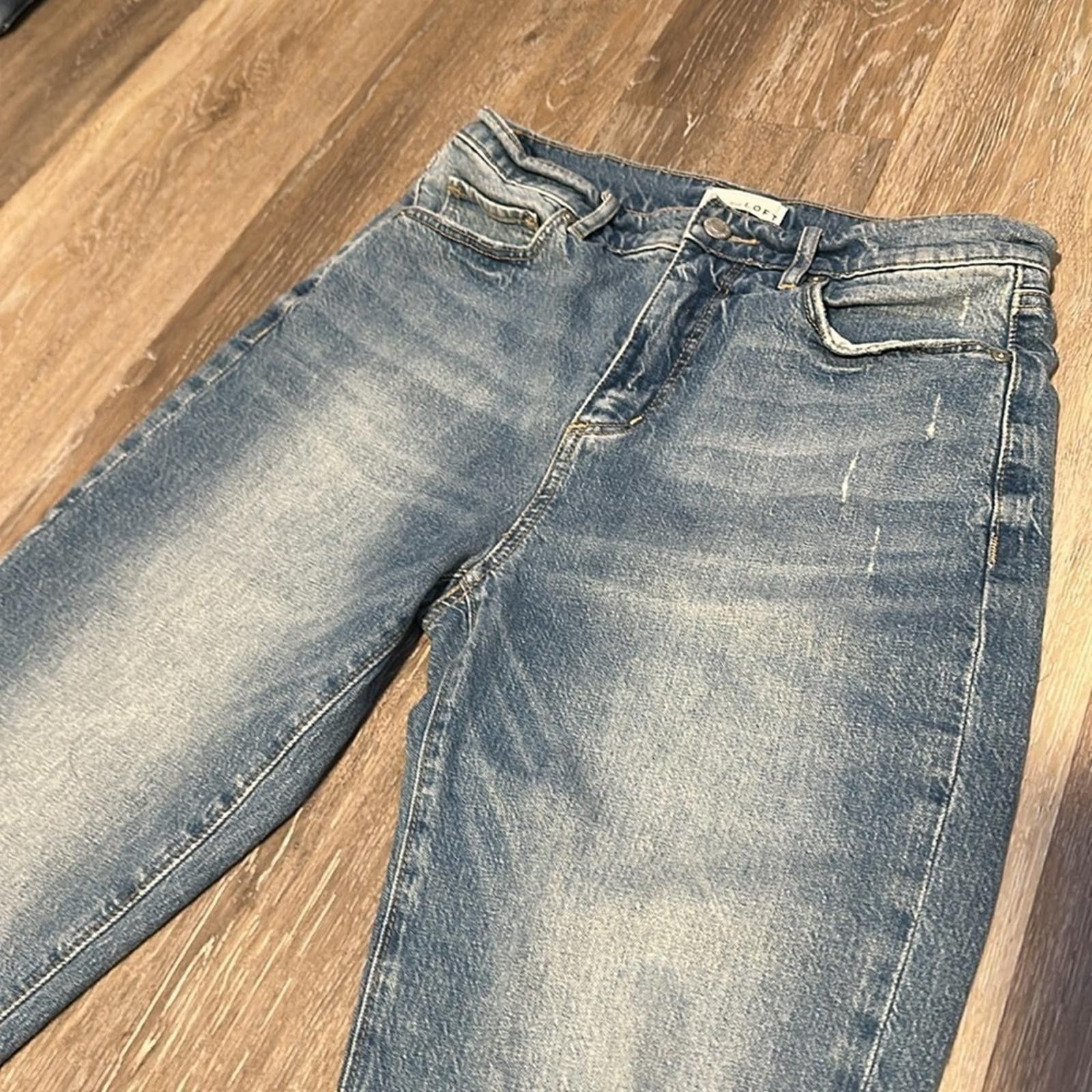 Other LOFT 26/2 jeans The Straight Crop Whisker Light Blue Denim Size 26" / US 2 / IT 38 - 2 Thumbnail