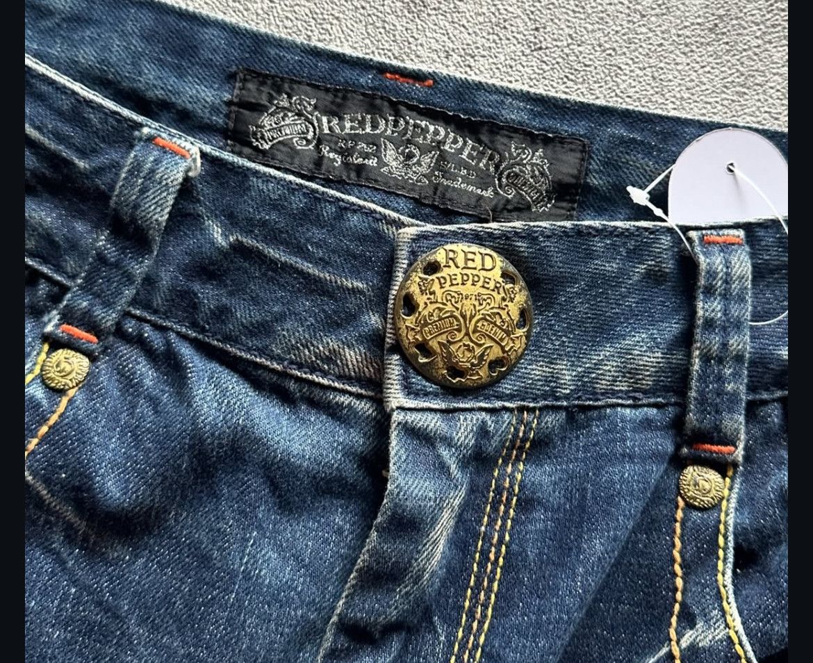 Japanese Brand 2000s Red Pepper Embroidery Ifsix Faded Wash Jeans y2k Lgb Size US 34 / EU 50 - 7 Thumbnail