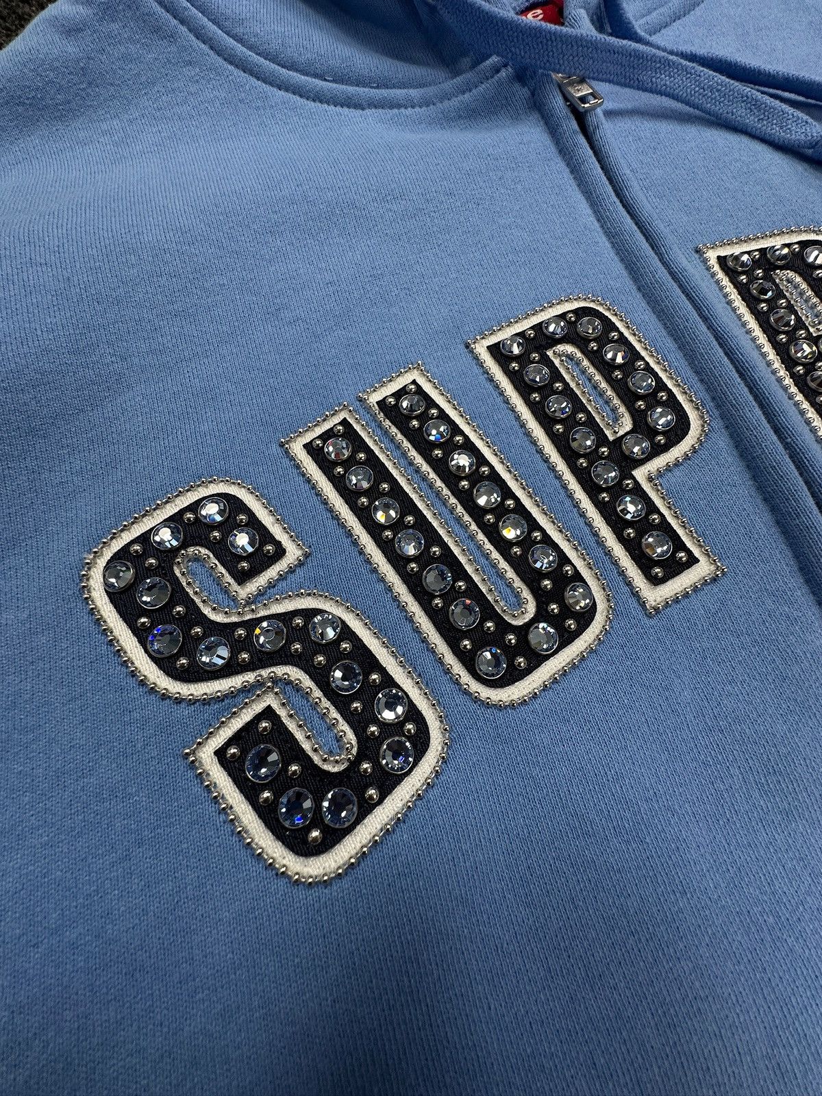 B.B. Simon × Supreme Supreme b.b. Simon Studded Zip Up Hoodie Baby Blue Size US M / EU 48-50 / 2 - 3 Thumbnail