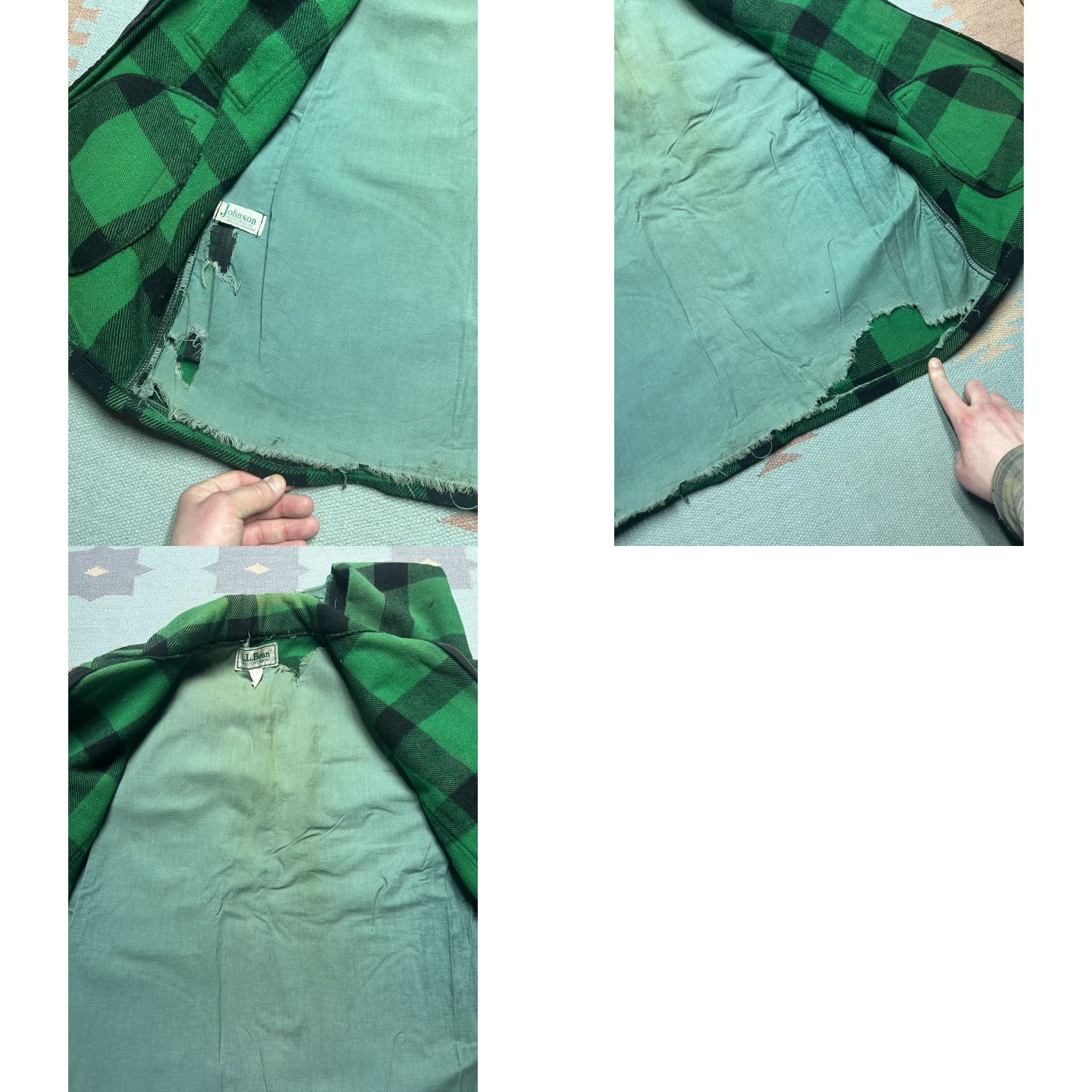 Vintage VINTAGE LL Bean Wool Cruiser Jacket Green Buffalo Plaid Distressed Cape Lg Mens 80s Hunting Jacket Size US L / EU 52-54 / 3 - 10 Thumbnail