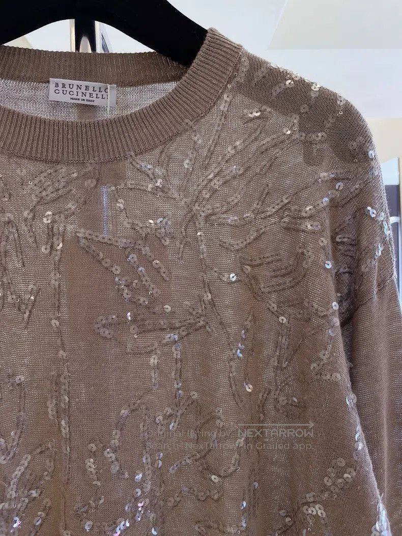 Brunello Cucinelli Brunello Cucinelli Glitter Linen Knit Sweater Size XS / US 0-2 / IT 36-38 - 3 Thumbnail