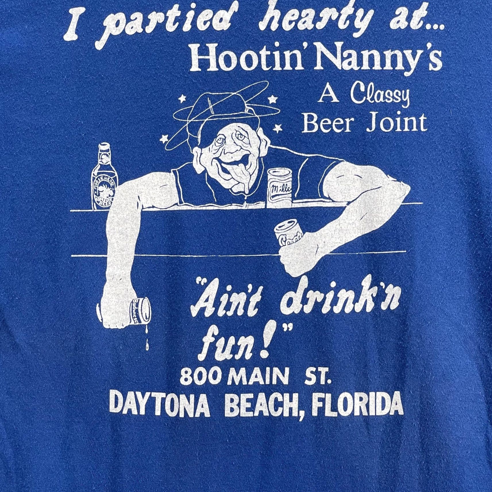 Jerzees VINTAGE Hootin Nanny's Shirt Mens Large Blue Daytona Beach Chevy Bar 80s USA Shirt Mens Large Blue 80s Hootin Nanny's Bar USA Size US L / EU 52-54 / 3 - 4 Thumbnail
