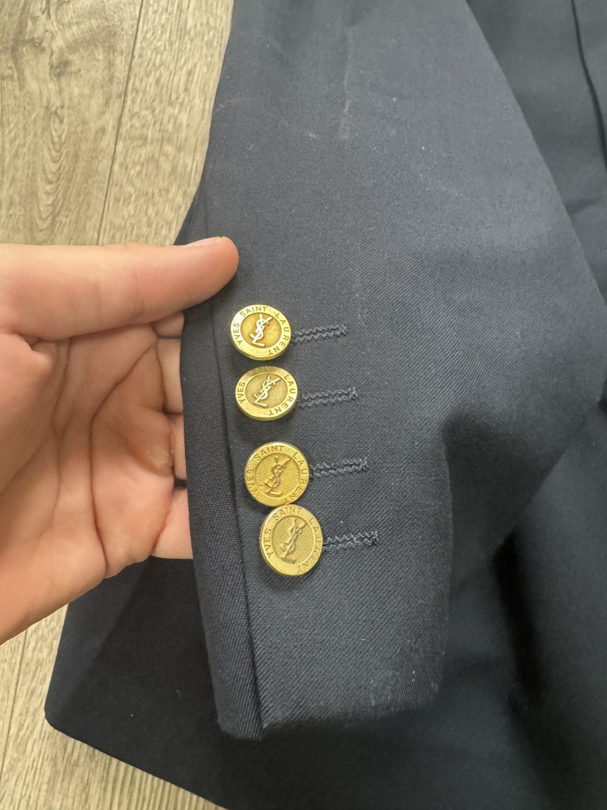 Vintage × Yves Saint Laurent Yves Saint Laurent Double Breasted Metal Buttons Blazer Size 54R - 3 Thumbnail