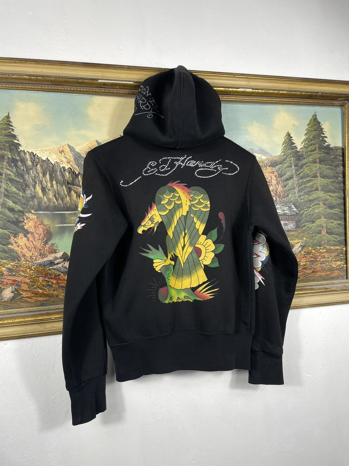 Christian Audigier × Ed Hardy × Vintage Ed Hardy Retro 00s Hoodie With Crystals Affliction Grunge Size M / US 6-8 / IT 42-44 - 7 Thumbnail